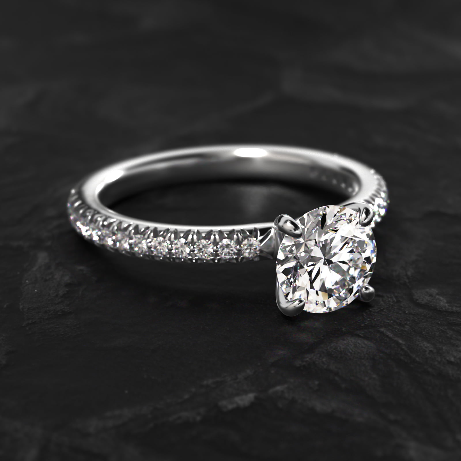 Pavé Contour Diamond Engagement Ring In Platinum
