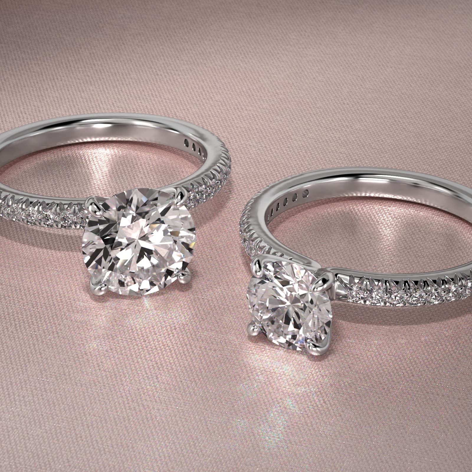 Pavé Contour Diamond Engagement Ring In 18K White Gold