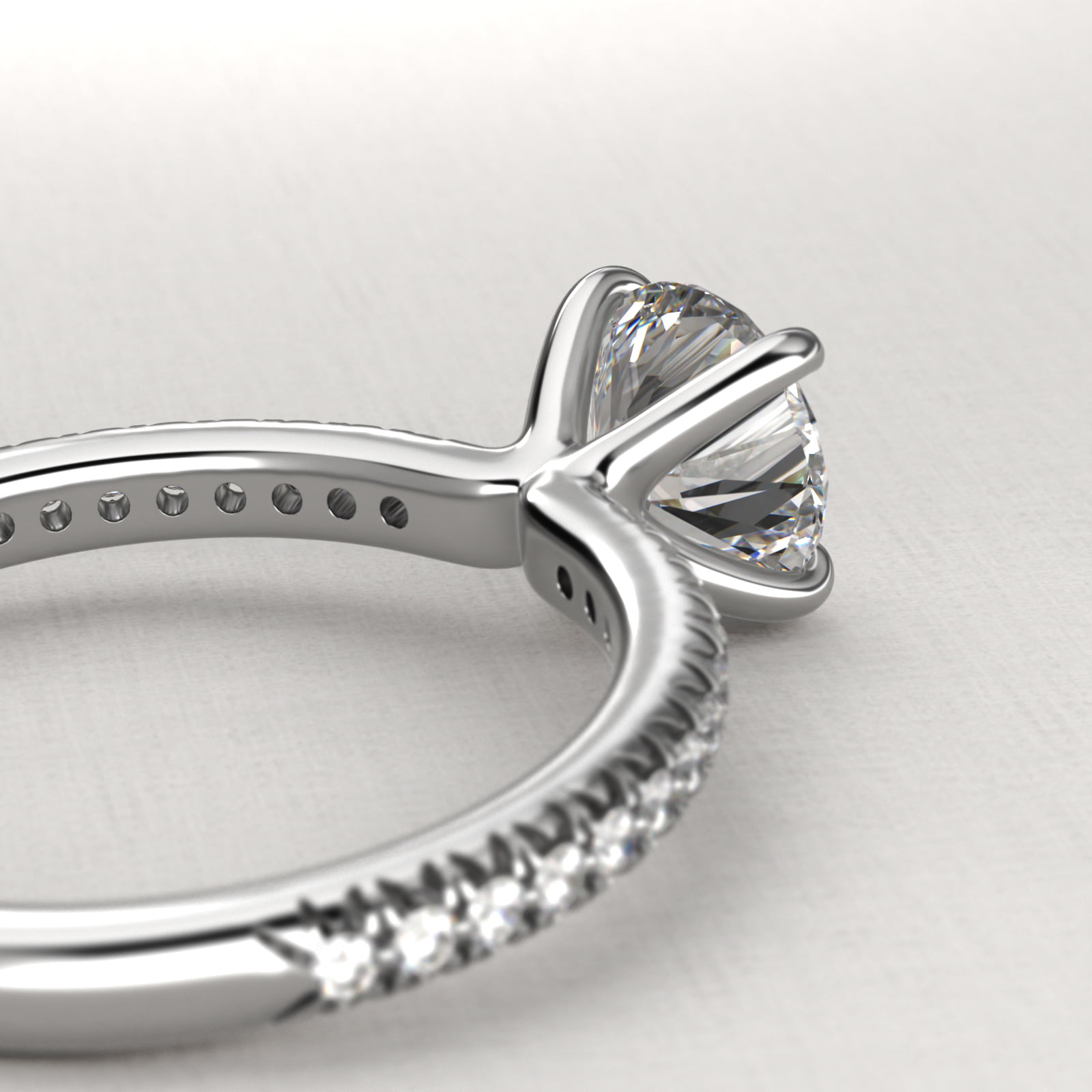 Pavé Contour Diamond Engagement Ring In Platinum