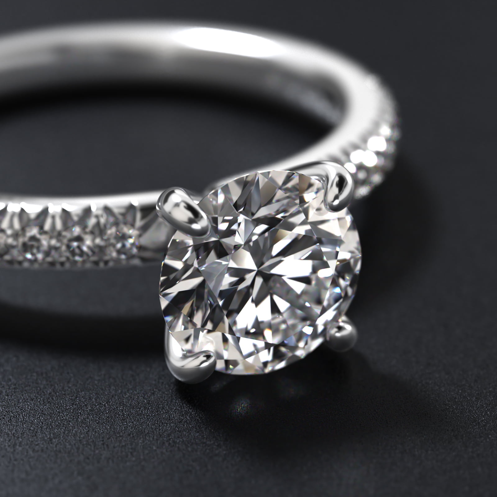 Pavé Contour Diamond Engagement Ring In 14K White Gold