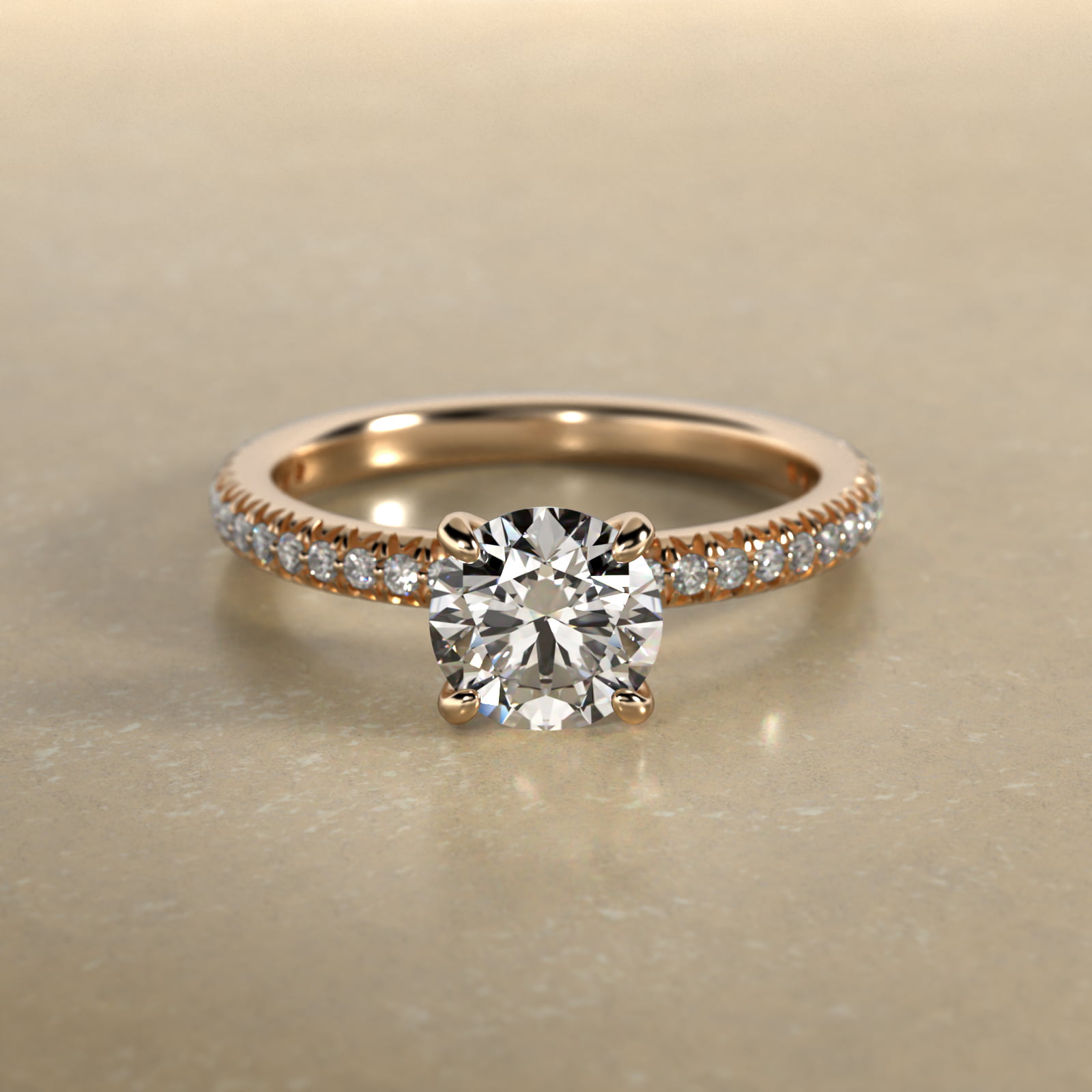 Pavé Contour Diamond Engagement Ring In 14K Yellow Gold