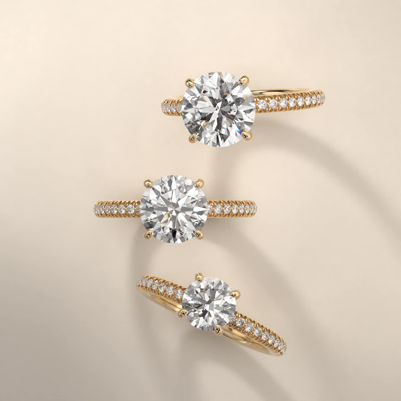 Pavé Contour Diamond Engagement Ring In 14K Yellow Gold