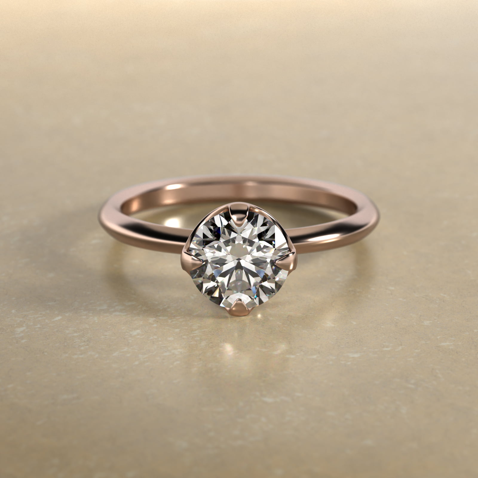 Compass Point Solitaire Engagement Ring In 14K Rose Gold