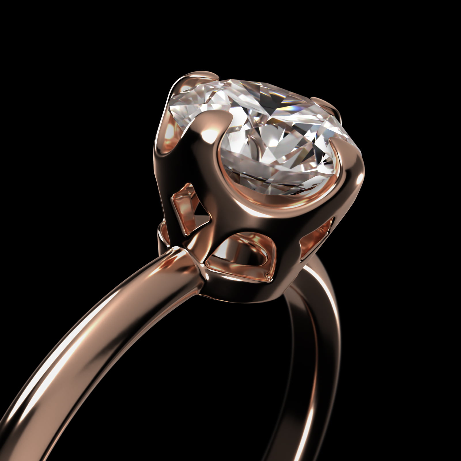 Compass Point Solitaire Engagement Ring In 14K Rose Gold