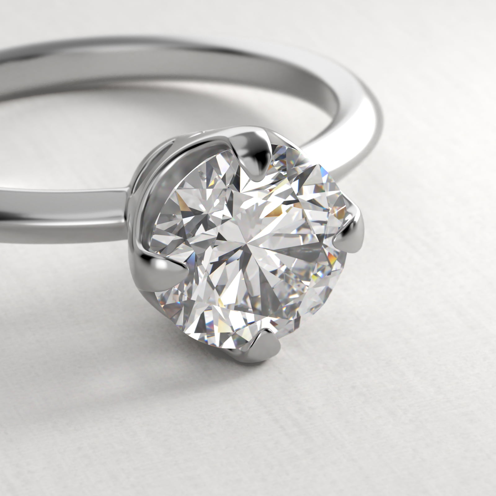 Compass Point Solitaire Engagement Ring In 18K White Gold
