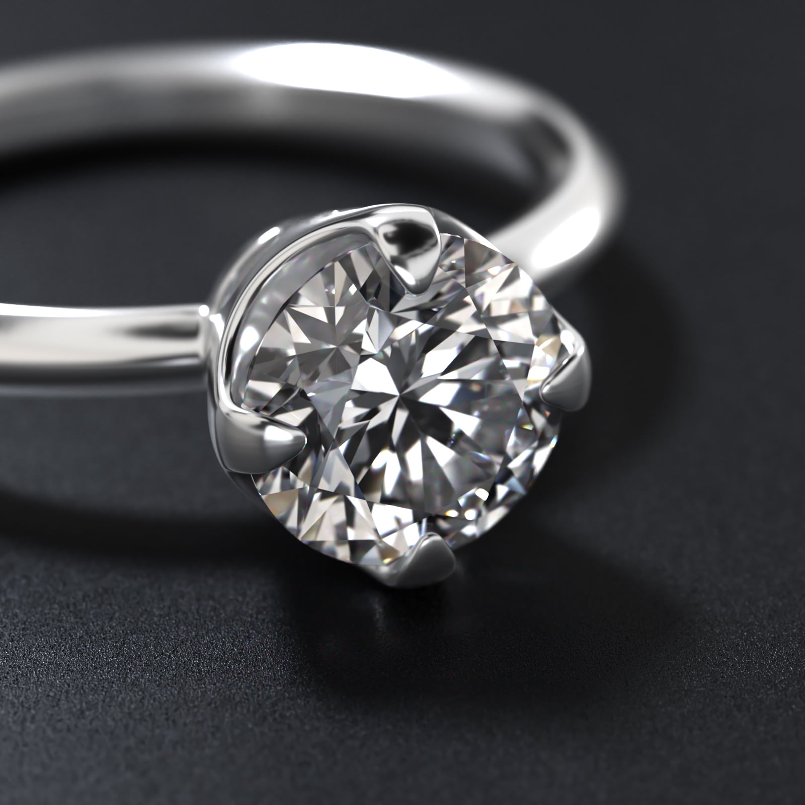 Compass Point Solitaire Engagement Ring In 14K White Gold