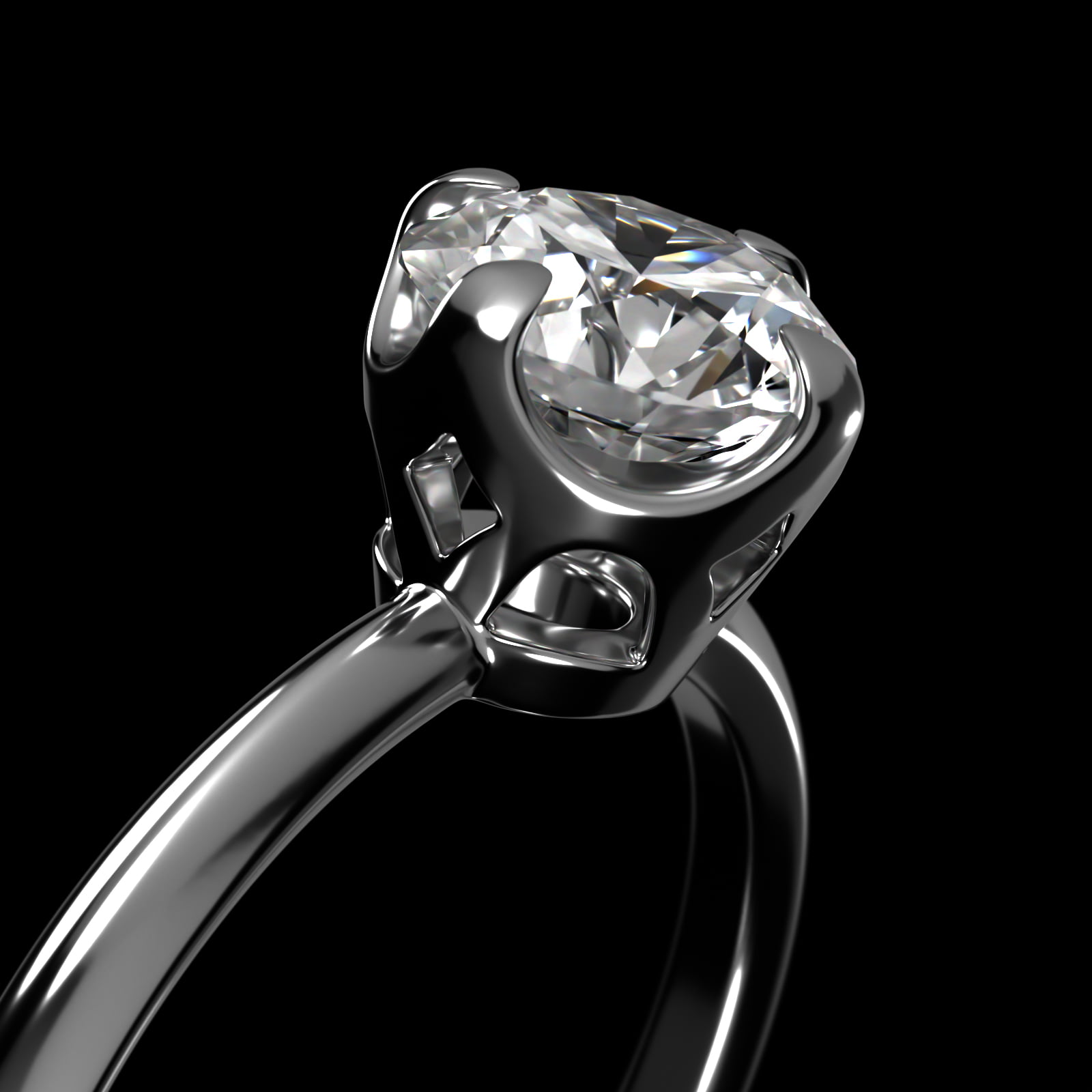 Compass Point Solitaire Engagement Ring In Platinum