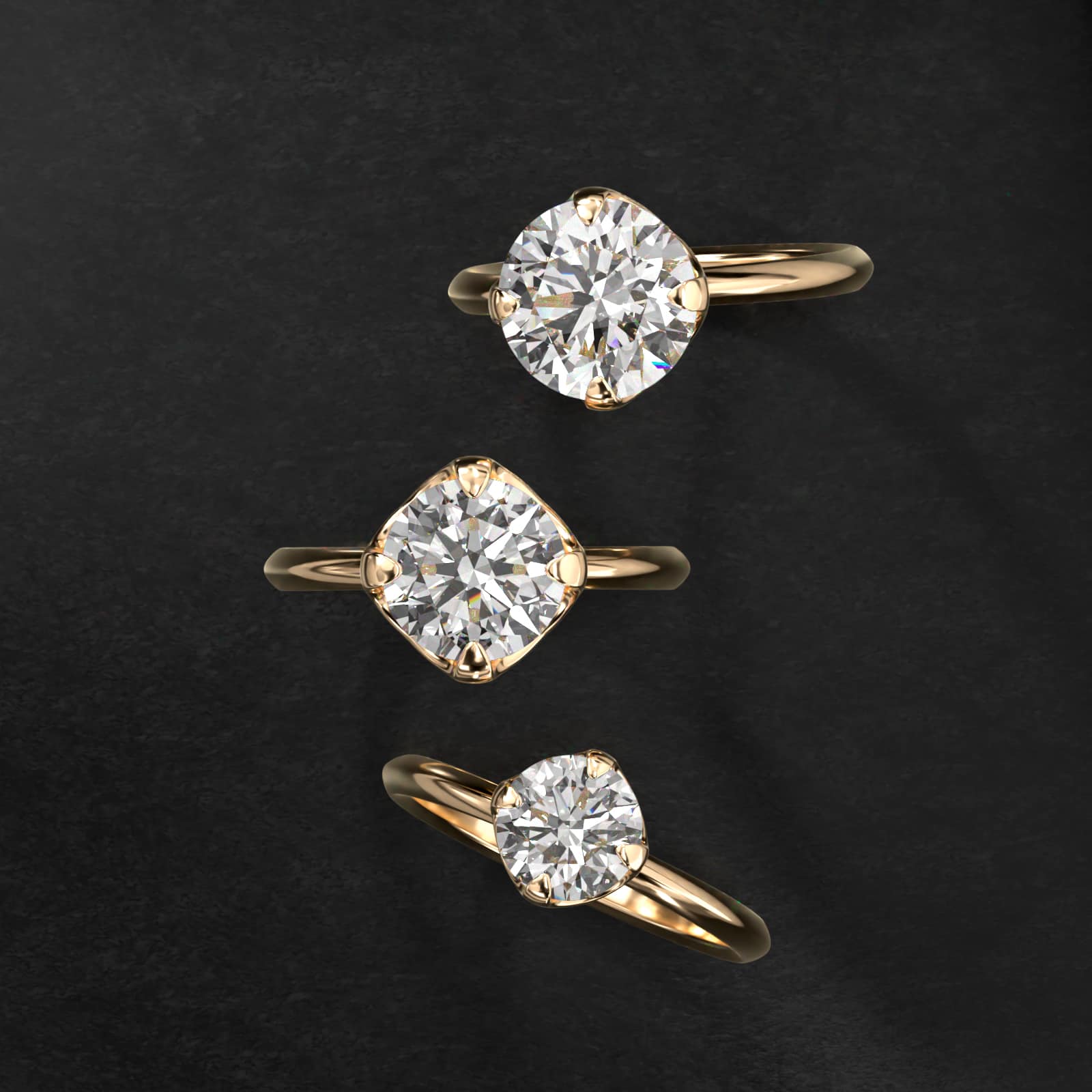 Compass Point Solitaire Engagement Ring In 14K Yellow Gold