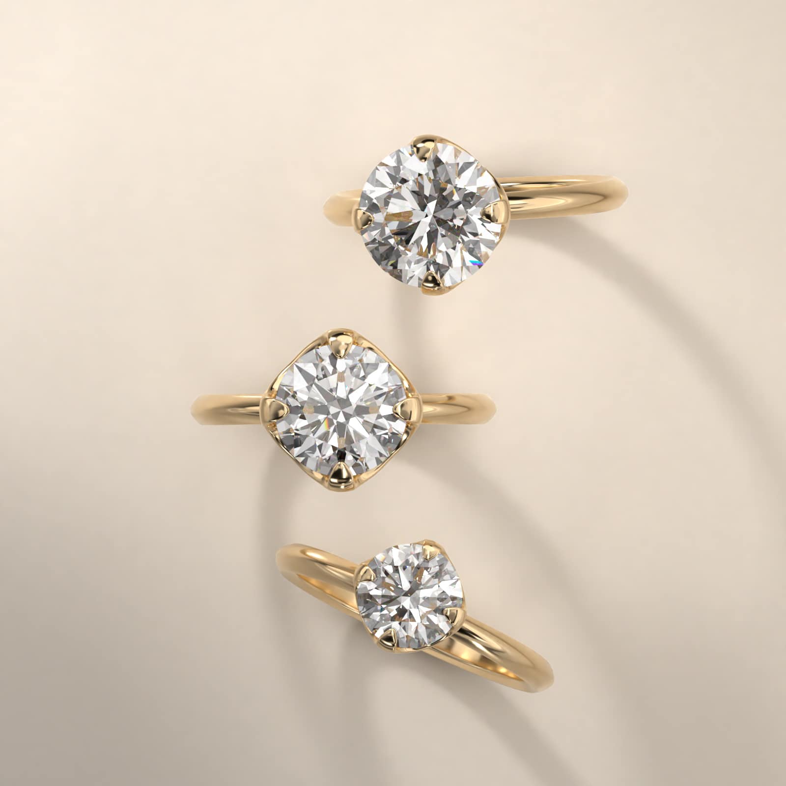 Compass Point Solitaire Engagement Ring In 18K Yellow Gold