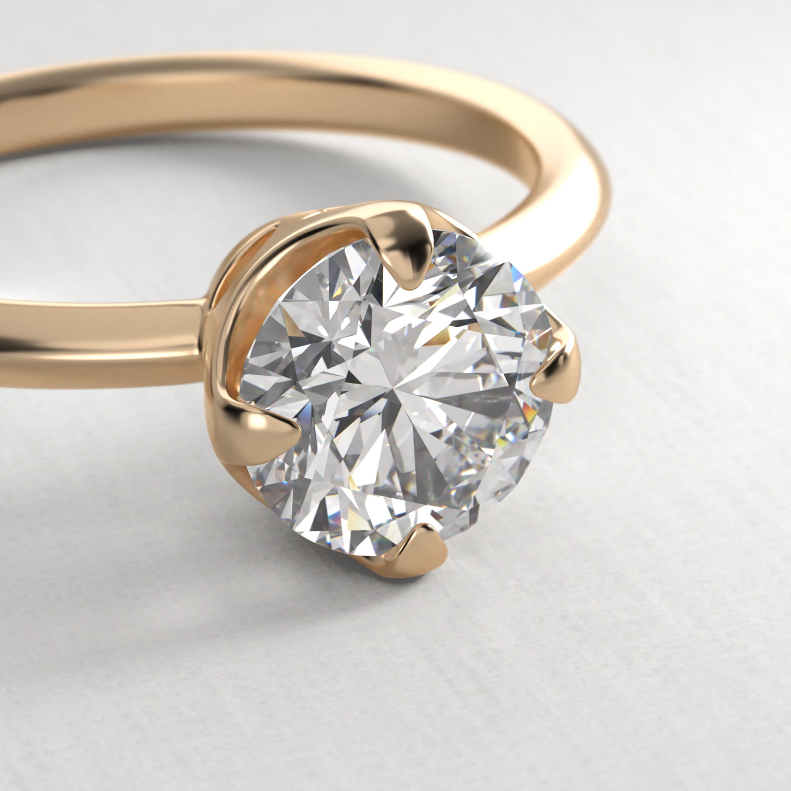 Compass Point Solitaire Engagement Ring In 18K Yellow Gold