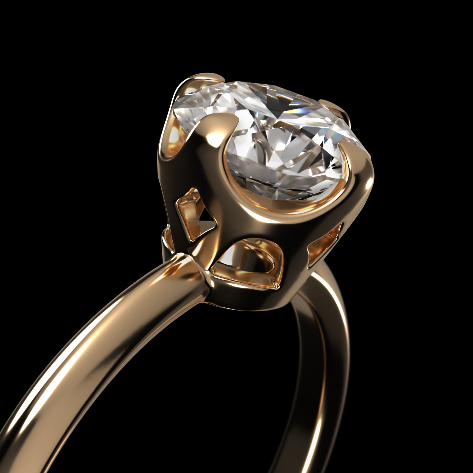 Compass Point Solitaire Engagement Ring In 14K Yellow Gold