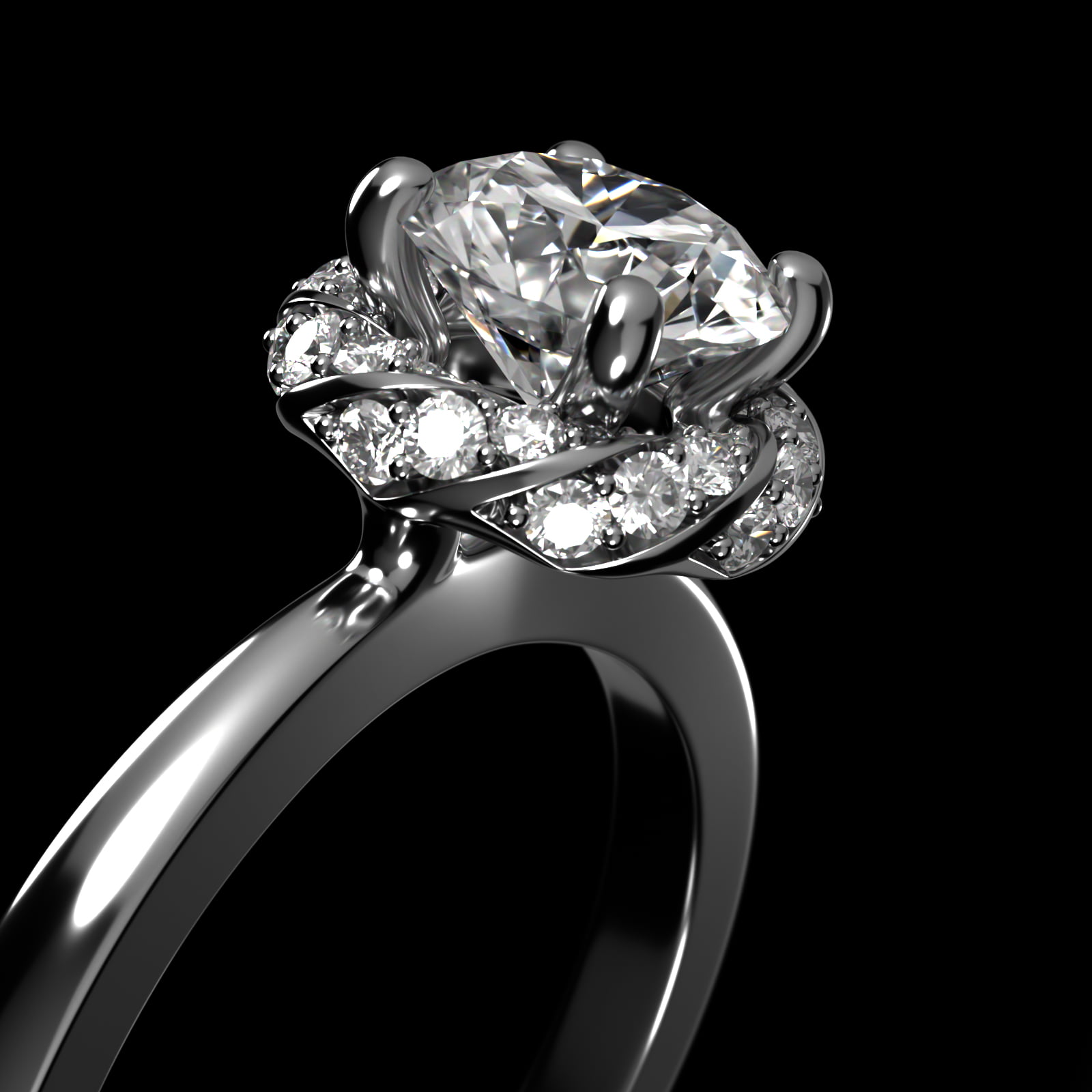 Classic Twisted Pavé Diamond Halo Engagement Ring In Platinum