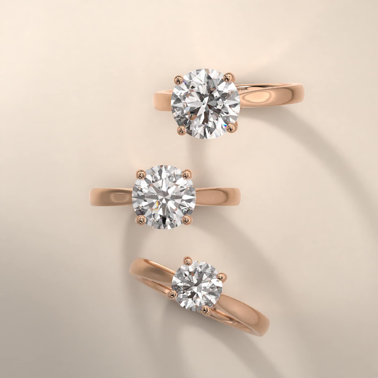 Tapered Solitaire Engagement Ring With Pavé Accent In 14K Rose Gold