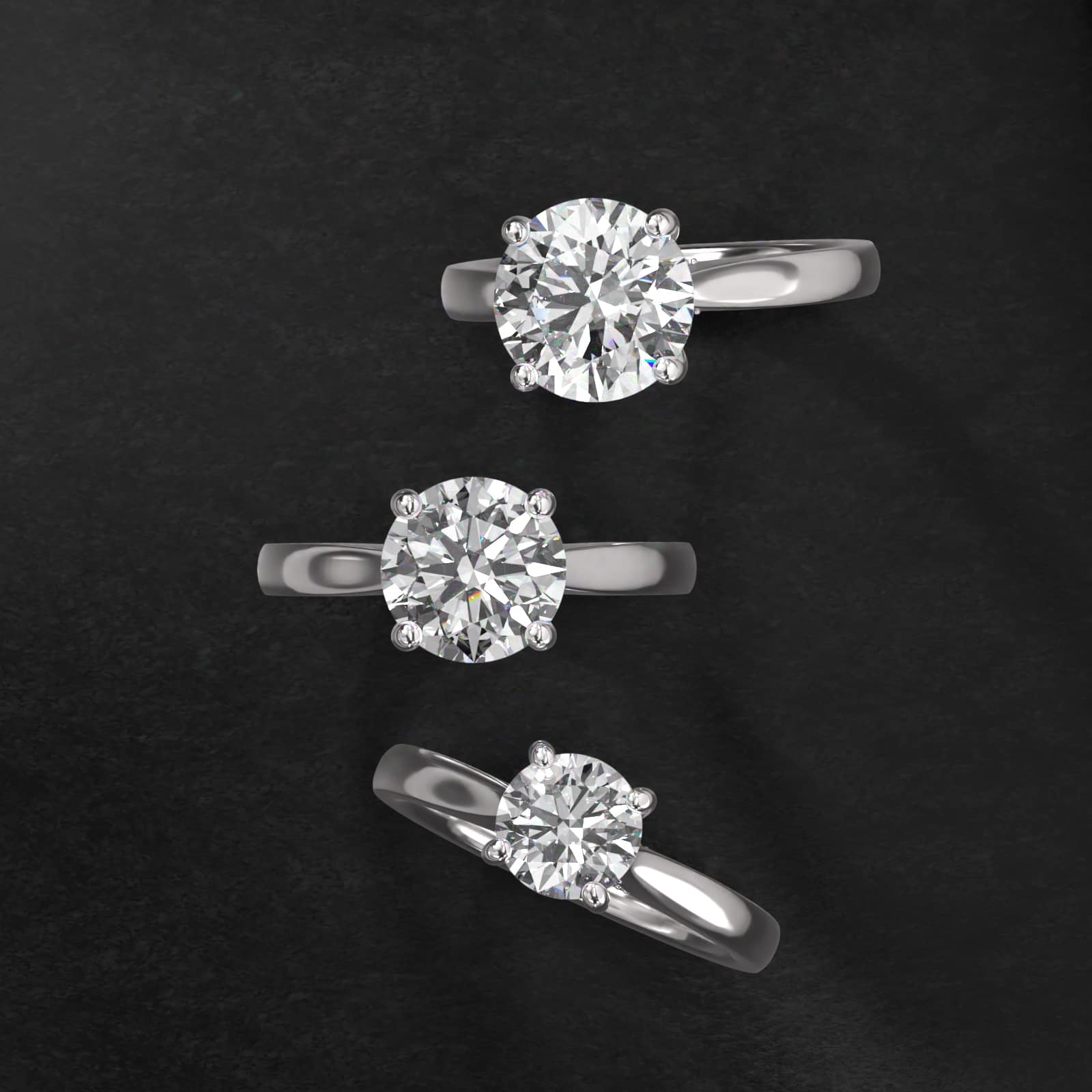 Tapered Solitaire Engagement Ring With Pavé Accent In Platinum