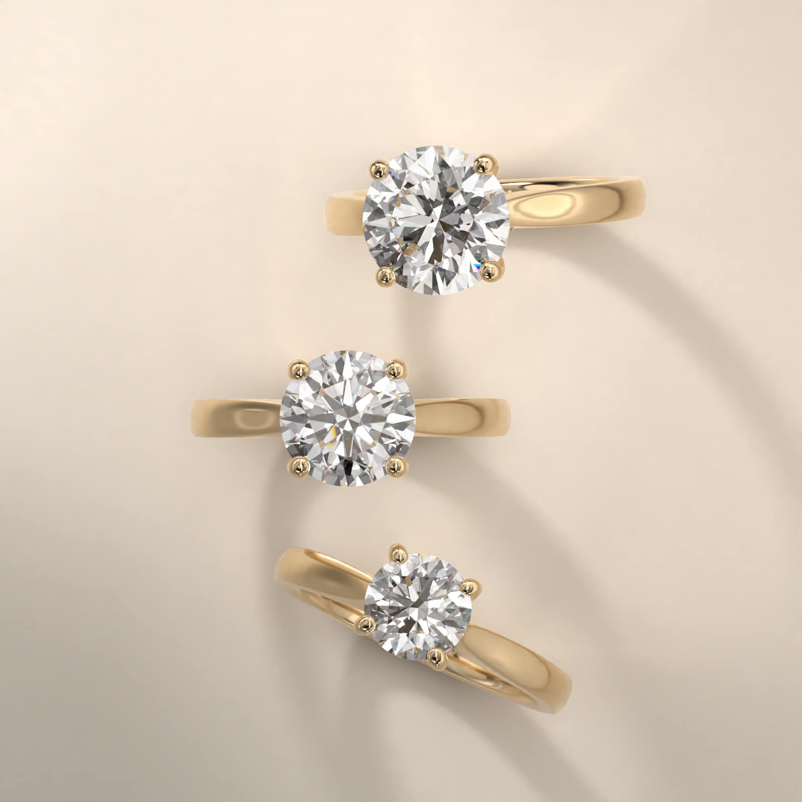 Tapered Solitaire Engagement Ring With Pavé Accent In 14K Yellow Gold