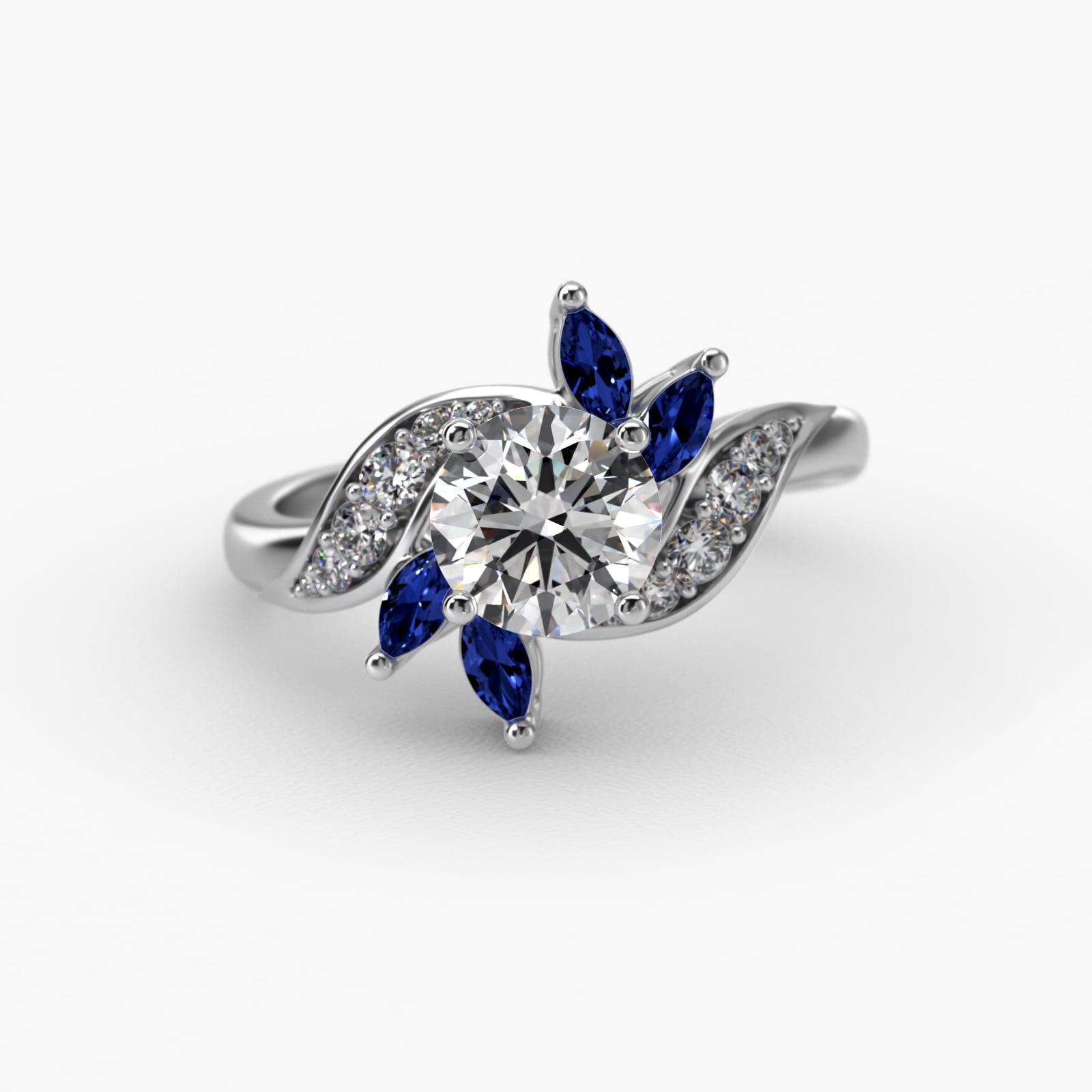 14K White Gold Bird of Paradise Engagement Ring