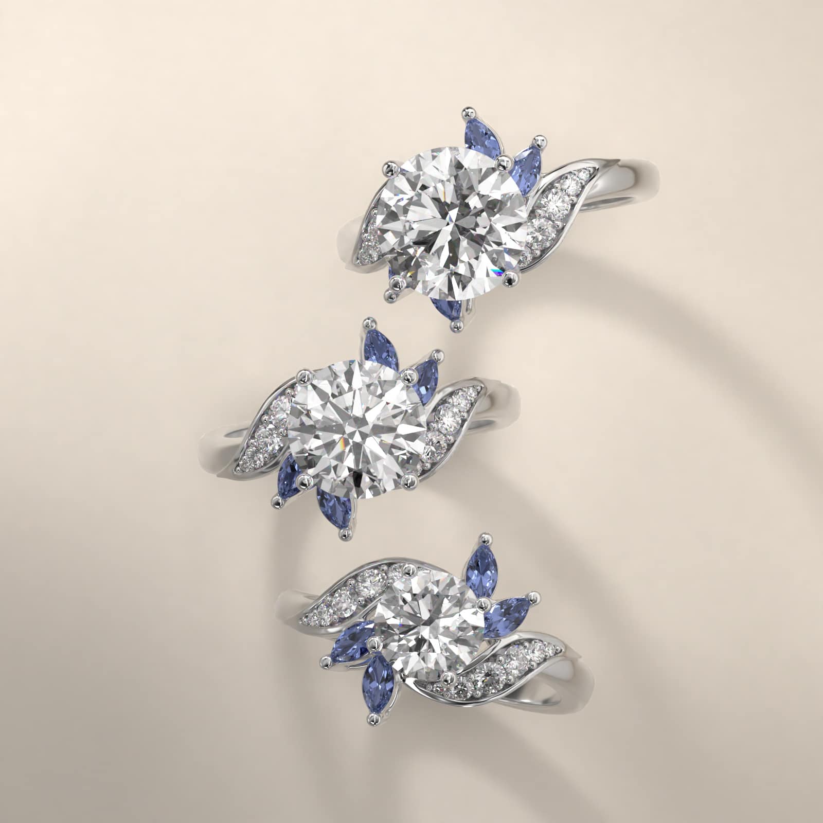 14K White Gold Bird of Paradise Engagement Ring