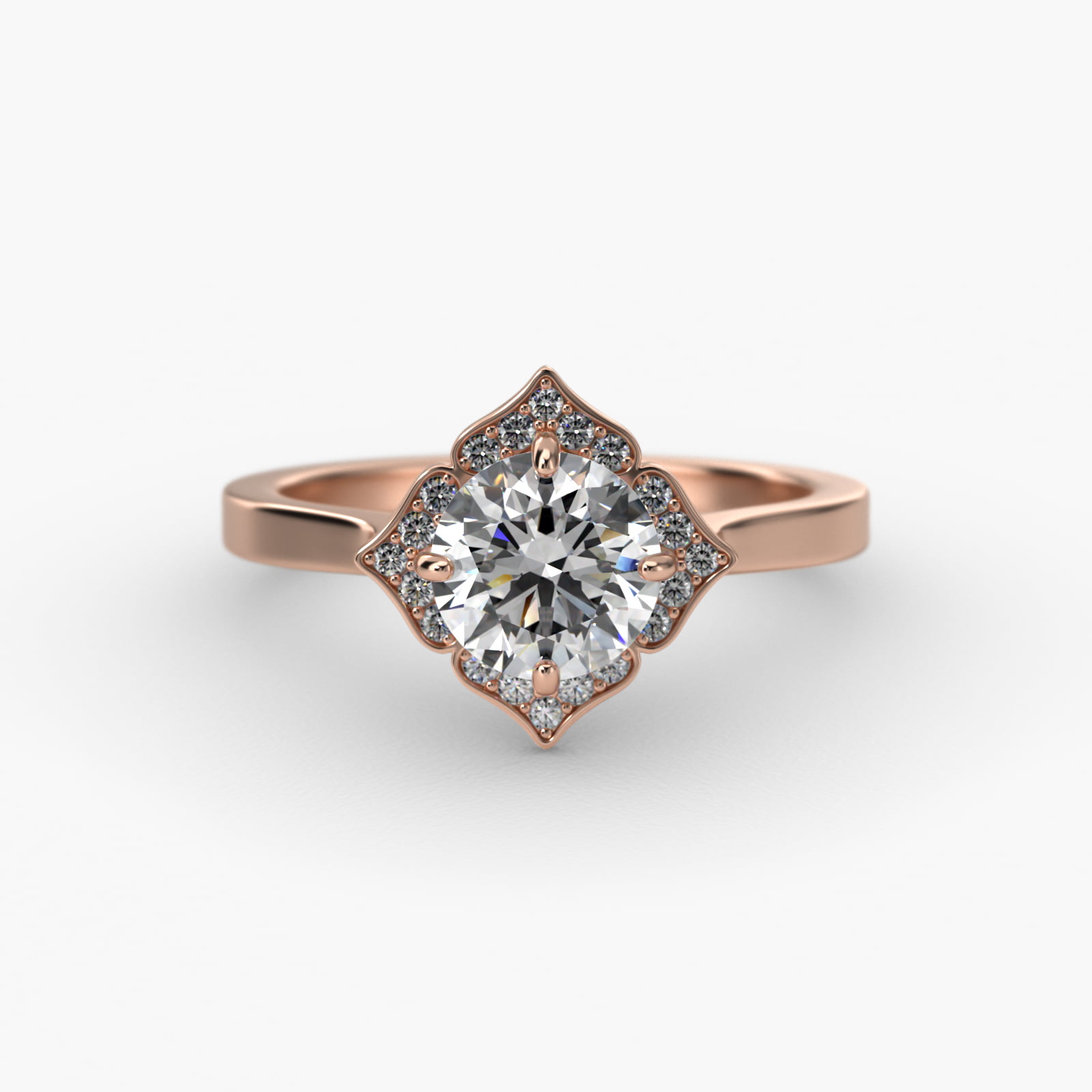 14K Rose Gold Magnolia Engagement Ring