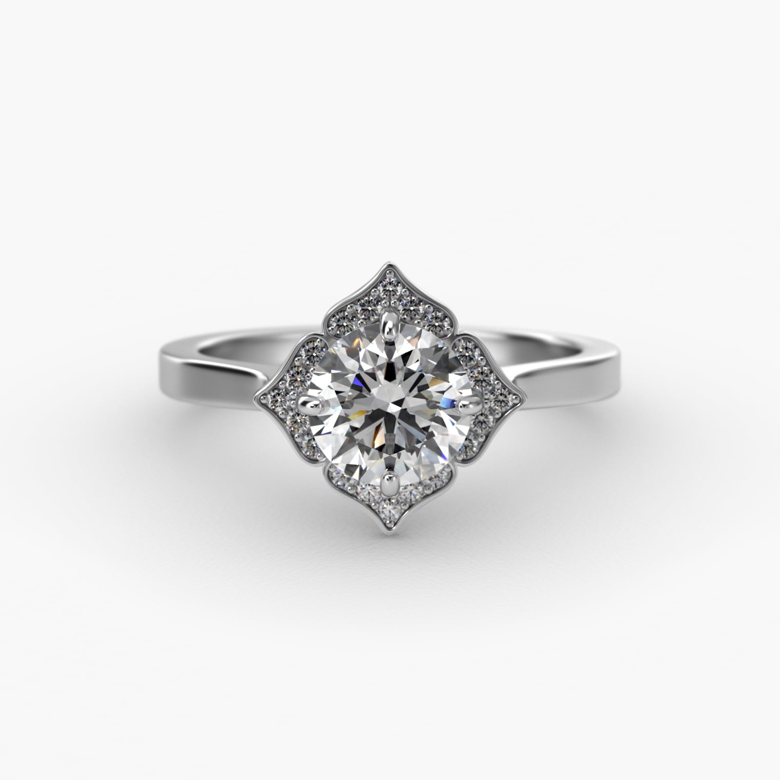 14K White Gold Magnolia Engagement Ring