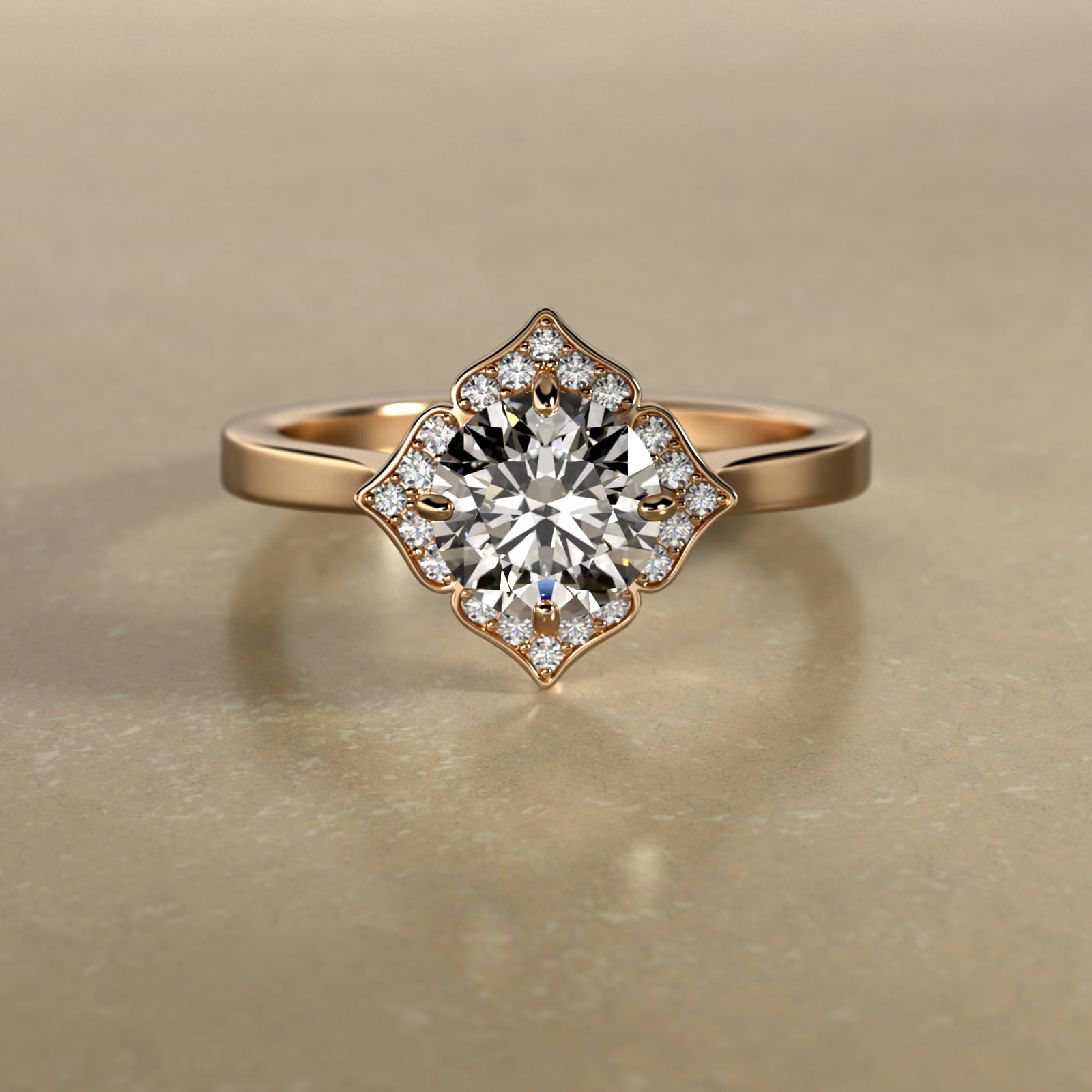 14K Yellow Gold Magnolia Engagement Ring