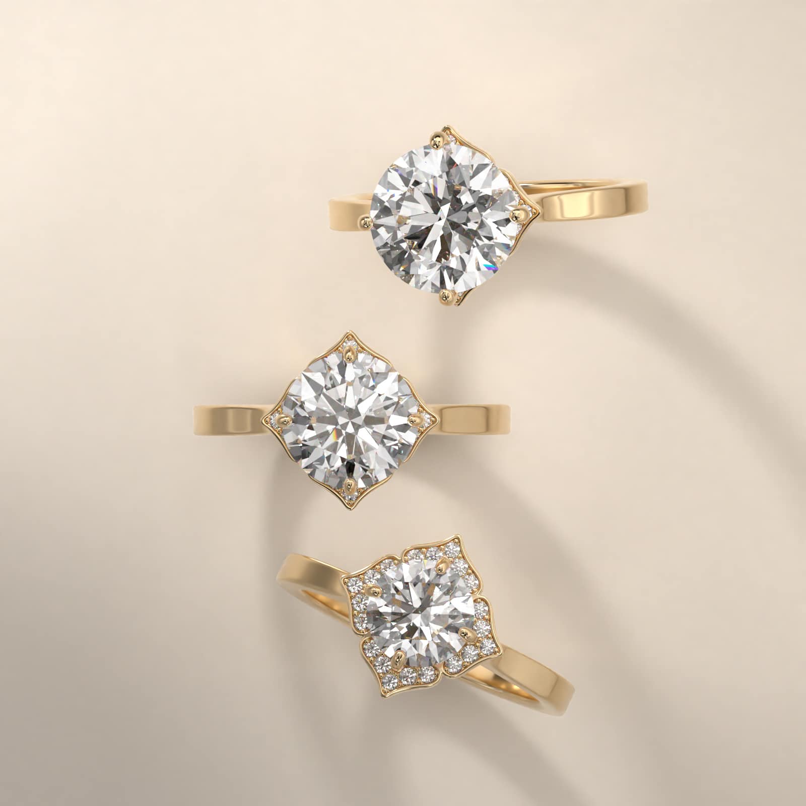 14K Yellow Gold Magnolia Engagement Ring