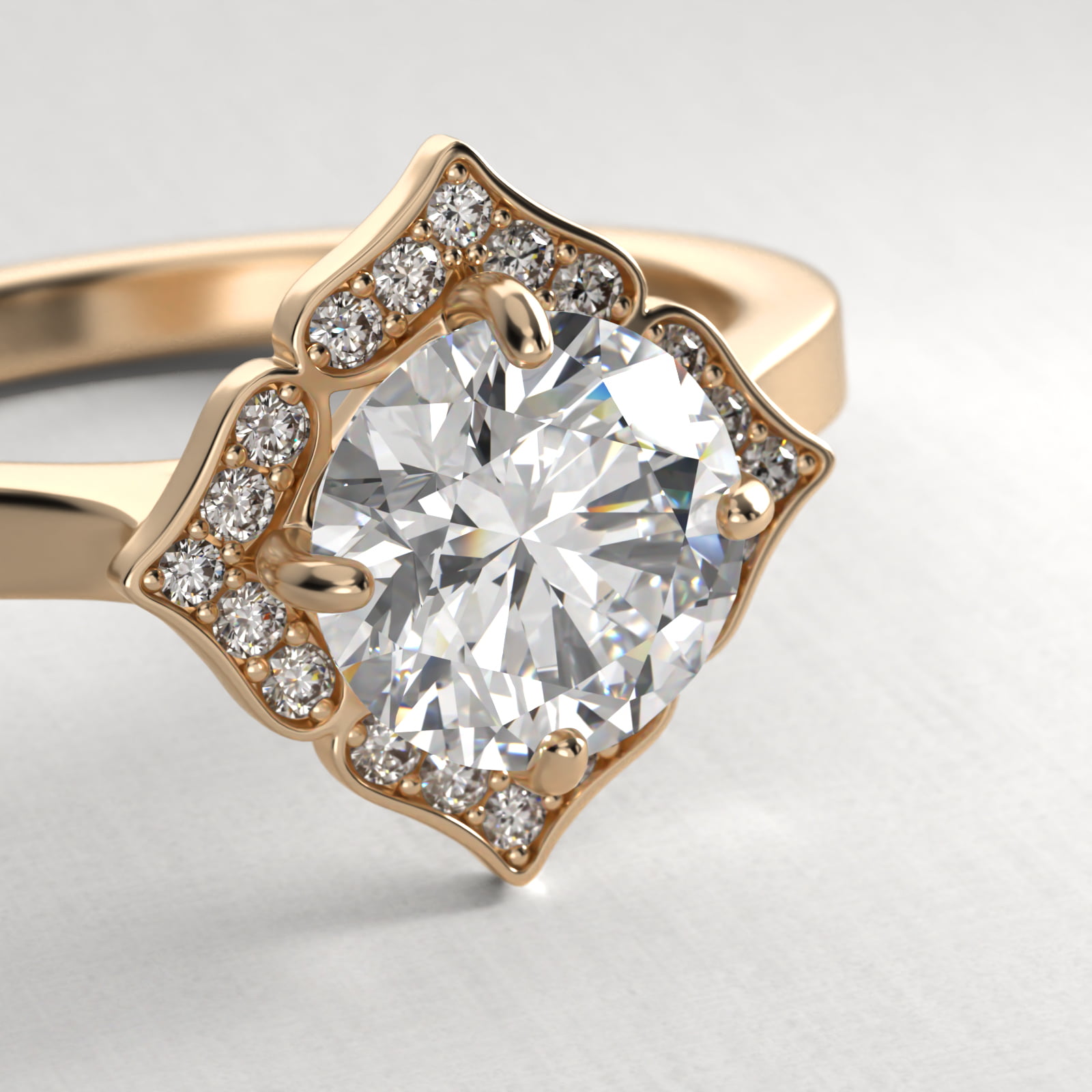 14K Yellow Gold Magnolia Engagement Ring