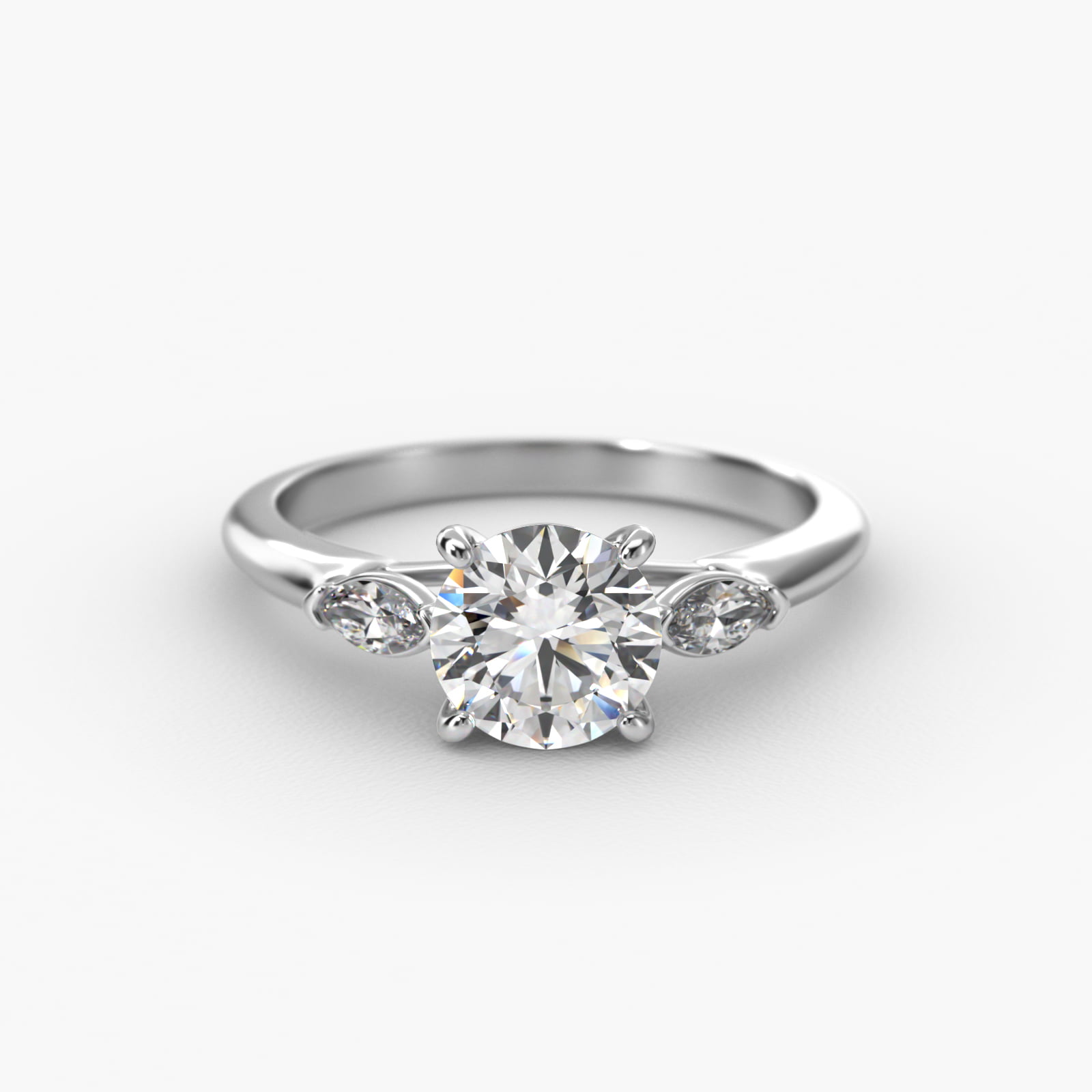 Marquise Cut Lab-Grown Diamond Three Stone Engagement Ring In Platinum