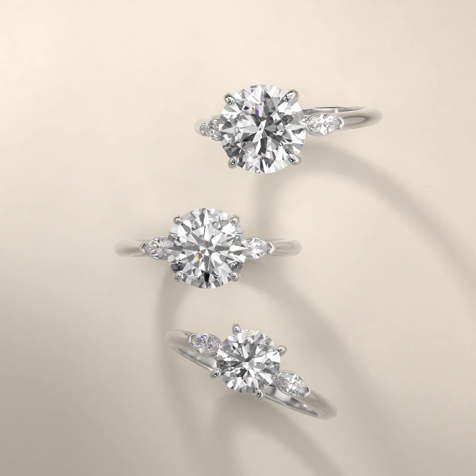 Marquise Cut Diamond Three Stone Engagement Ring In Platinum