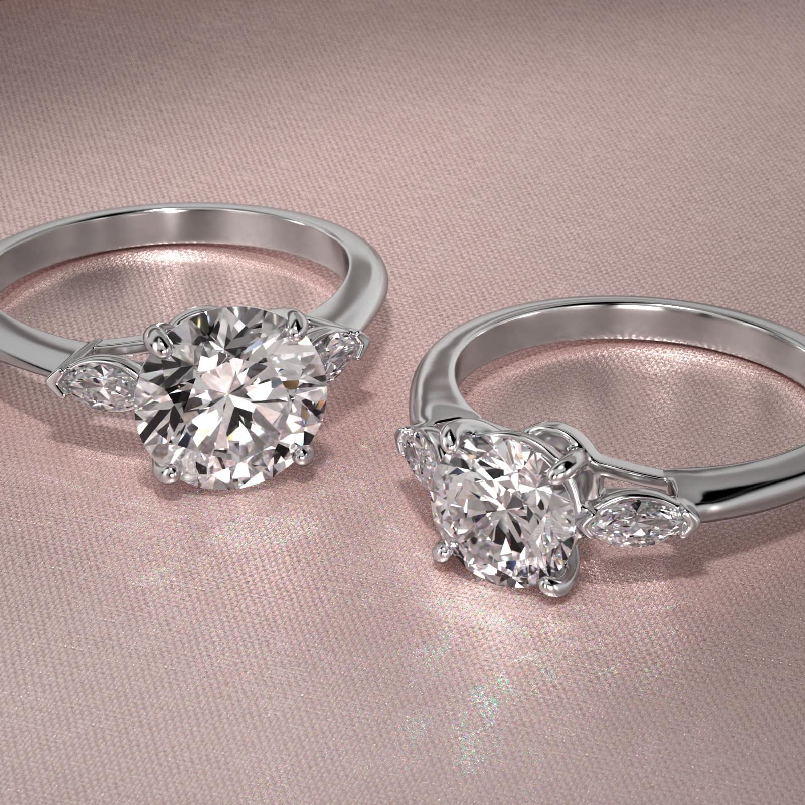 Marquise Cut Lab-Grown Diamond Three Stone Engagement Ring In Platinum