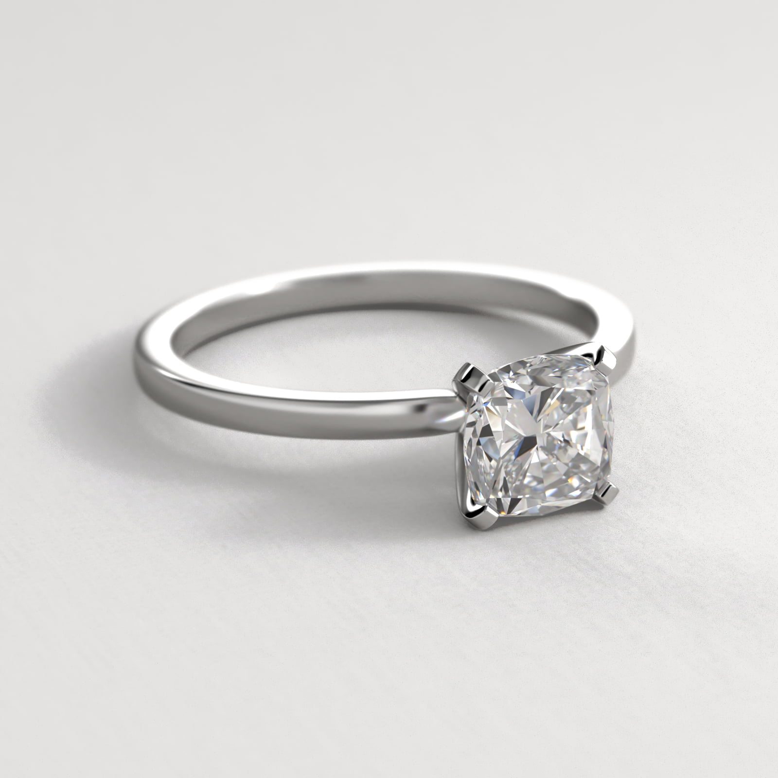 Comfort Fit Solitaire Engagement Ring In 14K White Gold