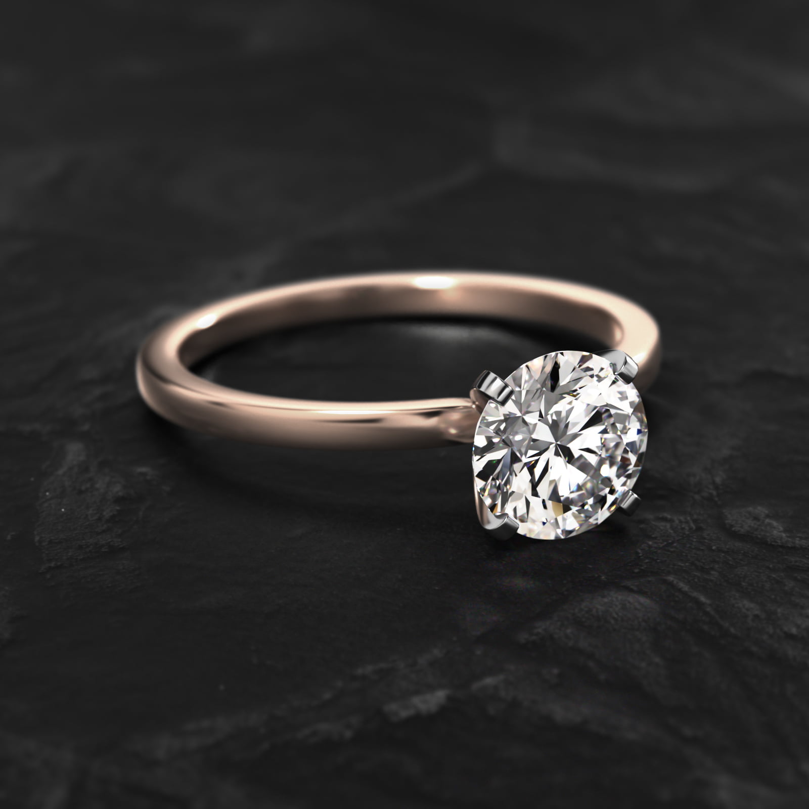 Comfort Fit Solitaire Engagement Ring In 14K Rose Gold