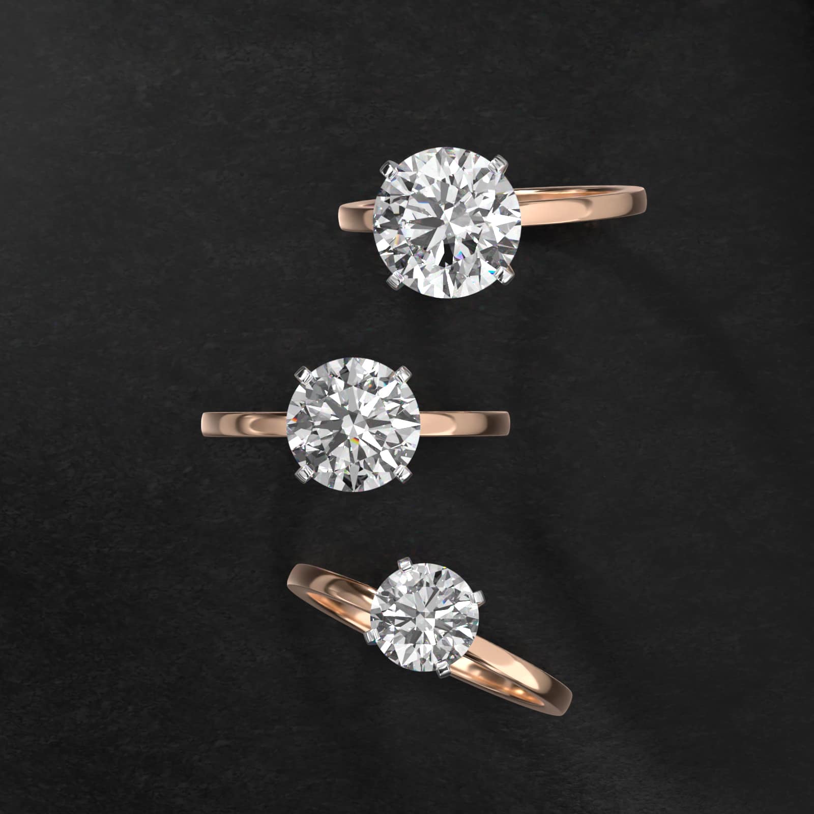 Comfort Fit Solitaire Engagement Ring In 14K Rose Gold