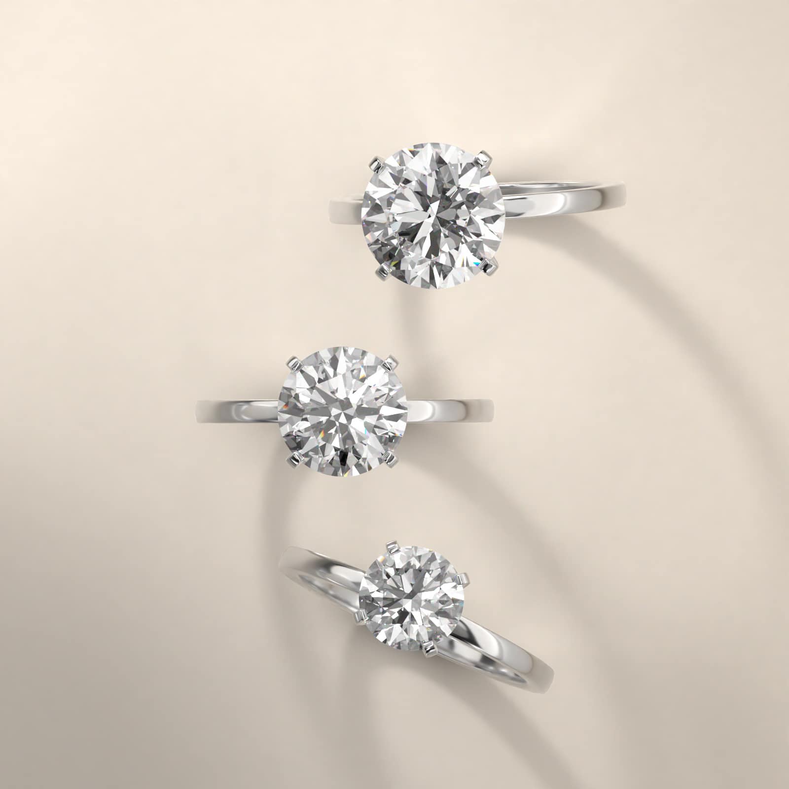 Comfort Fit Solitaire Engagement Ring In 18K White Gold