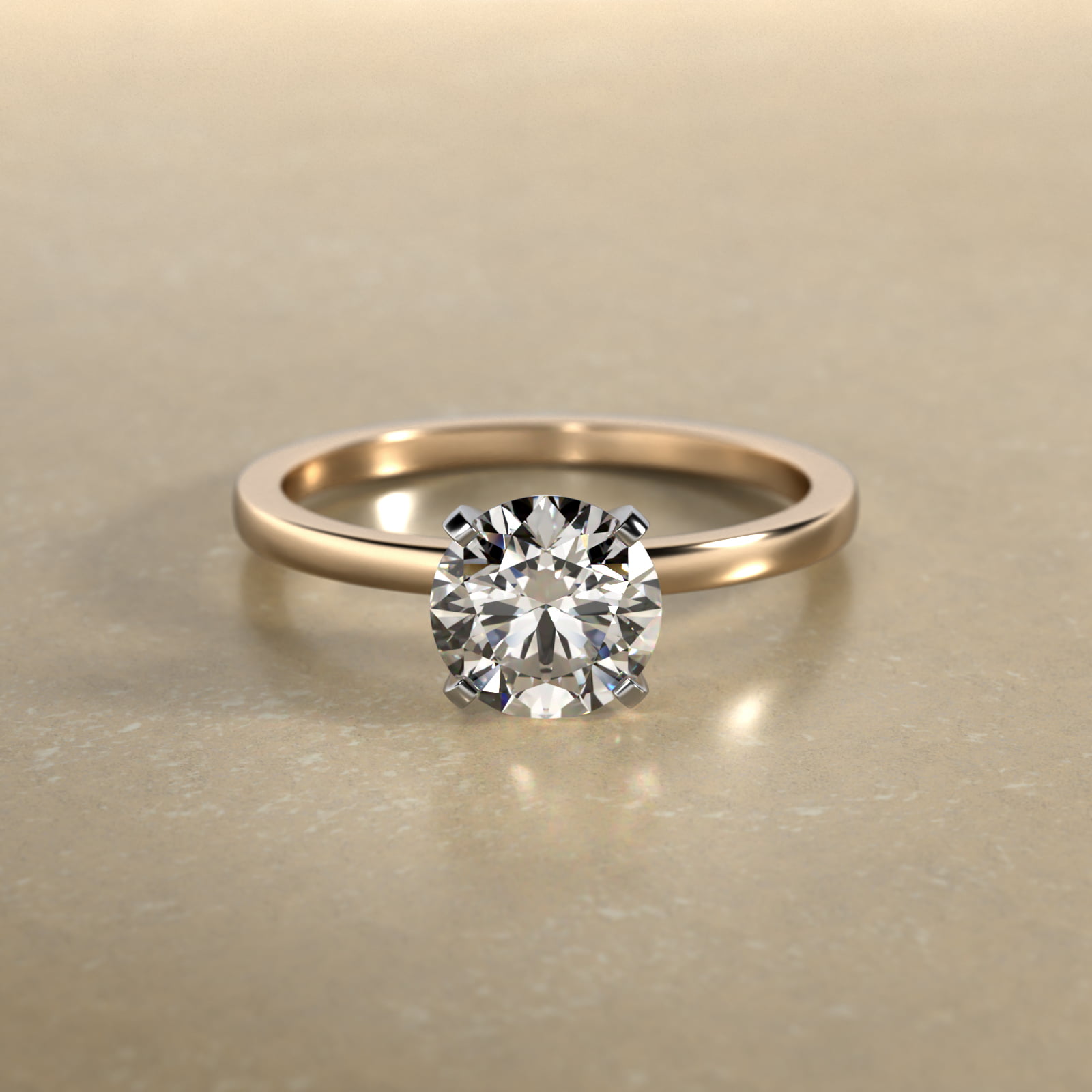 Comfort Fit Solitaire Engagement Ring In 14K Yellow Gold
