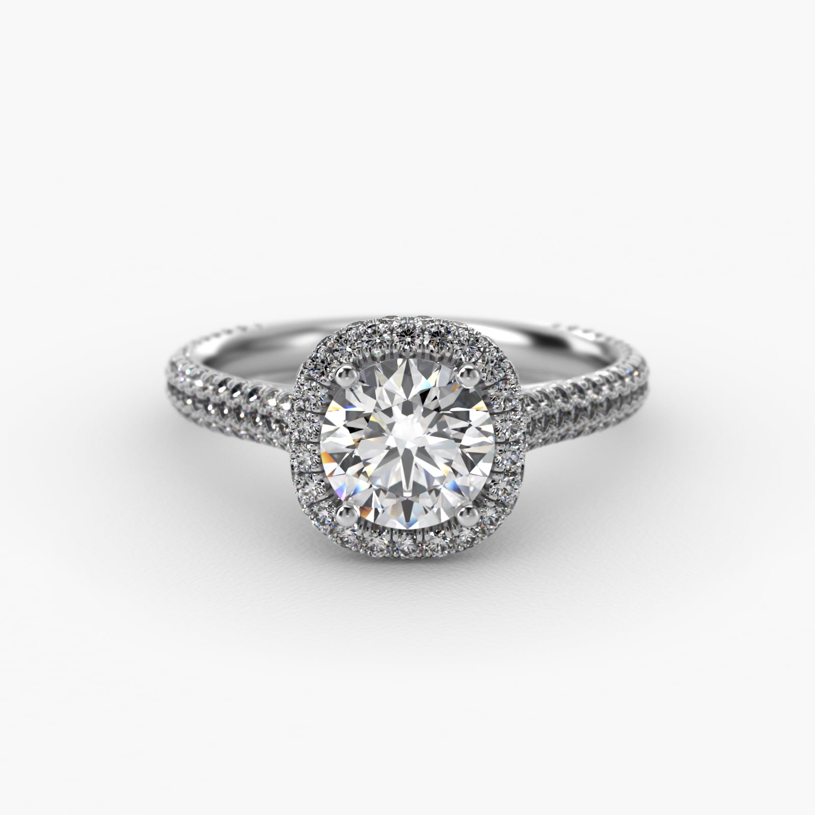 Platinum Grande Falling Edge Halo Engagement Ring