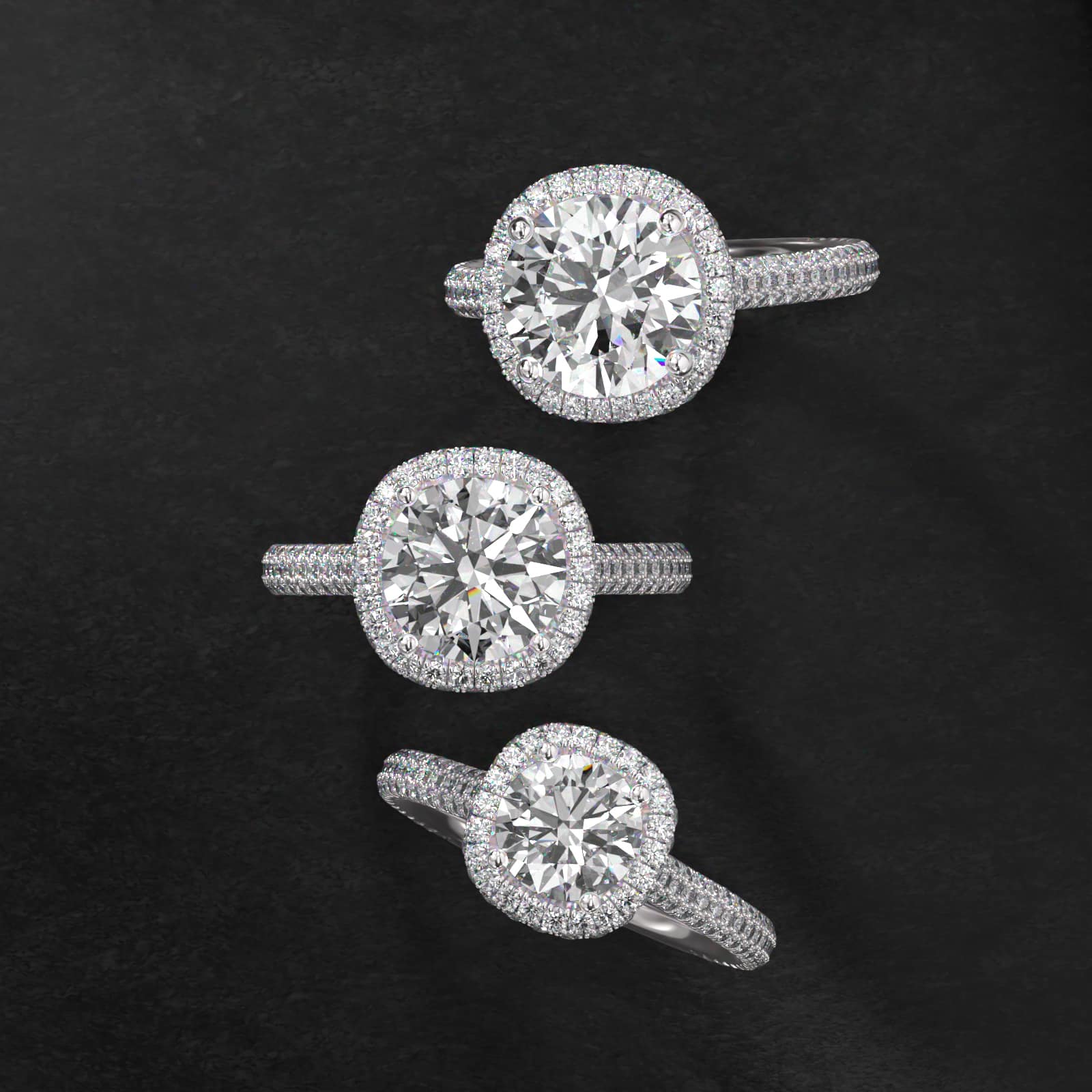 Platinum Grande Falling Edge Halo Engagement Ring