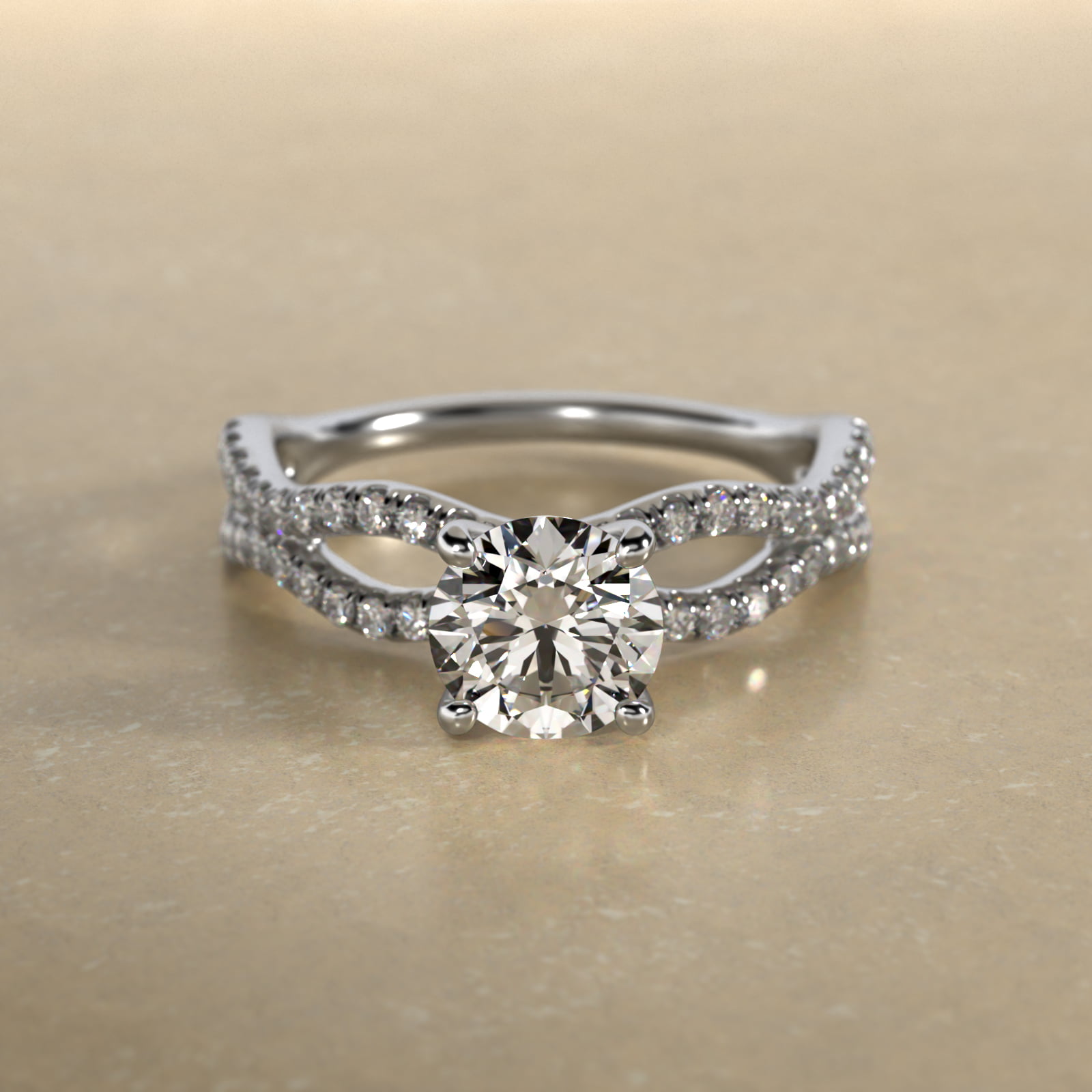 Platinum Pavé Wave Engagement Ring