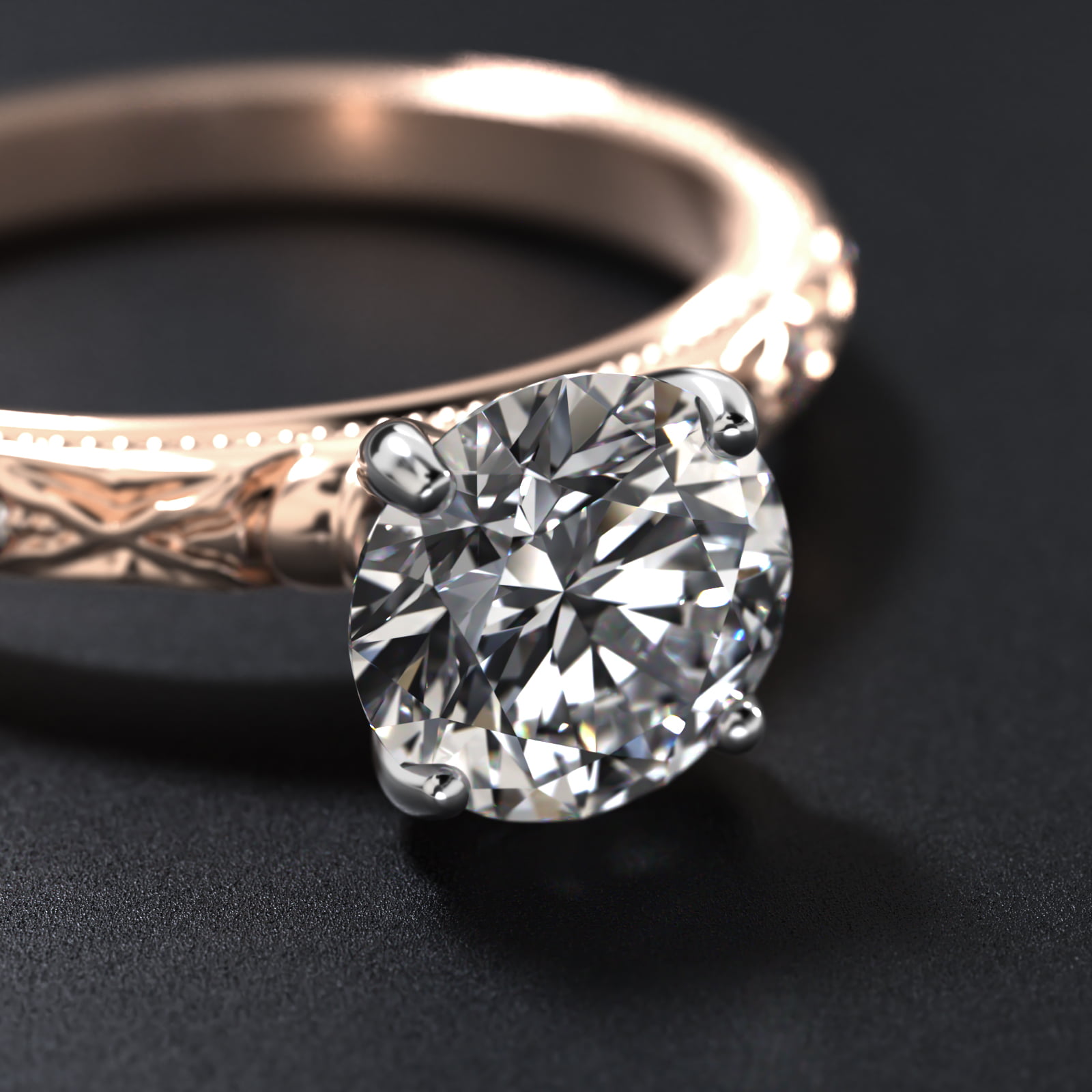 Blossom Vintage-Style Engagement Ring In 14K Rose Gold