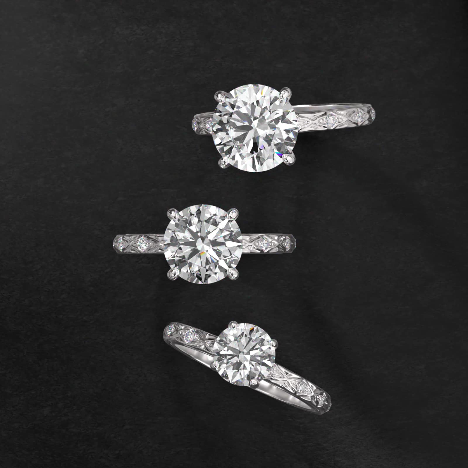 Blossom Vintage-Style Engagement Ring In 14K White Gold