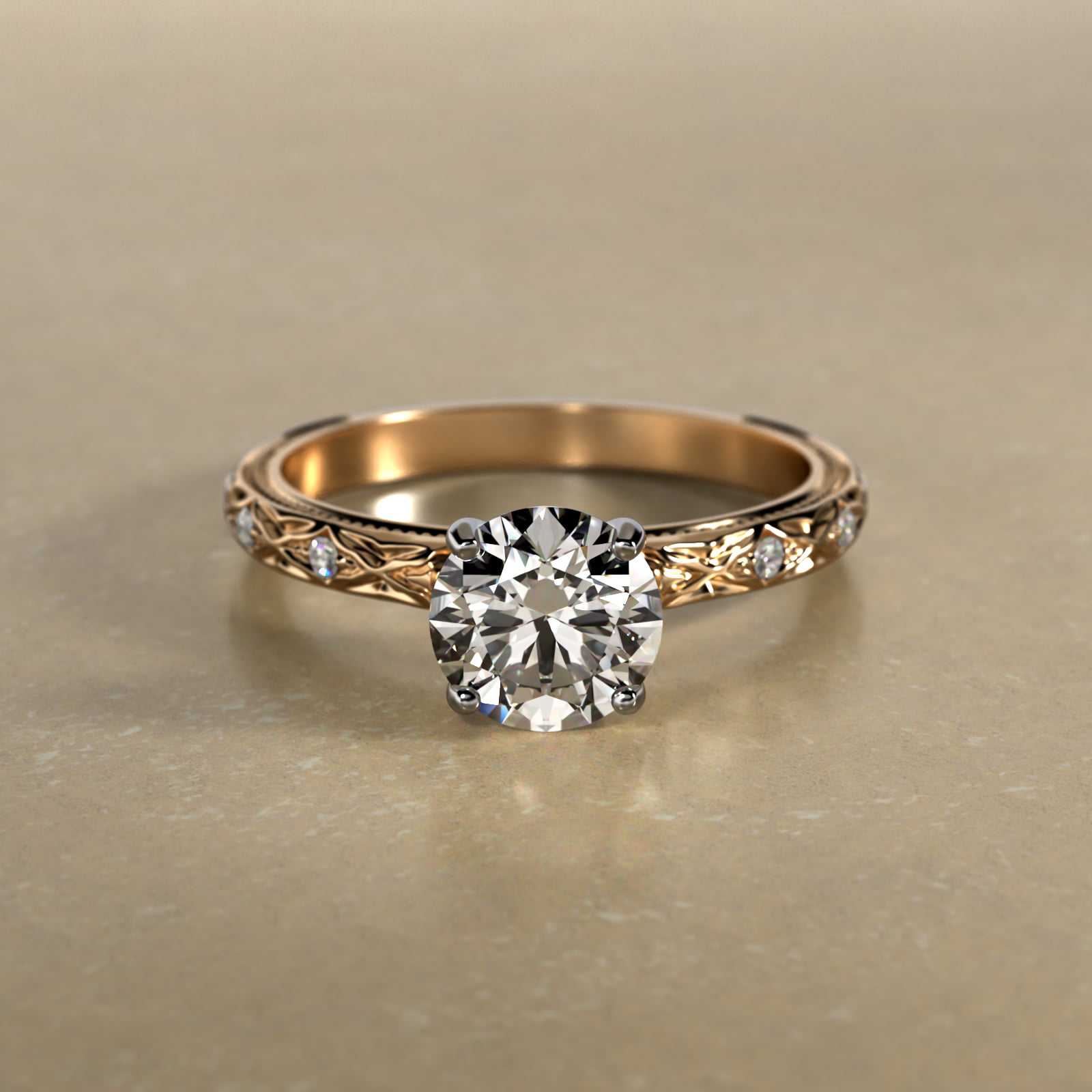 Blossom Vintage-Style Engagement Ring In 18K Yellow Gold