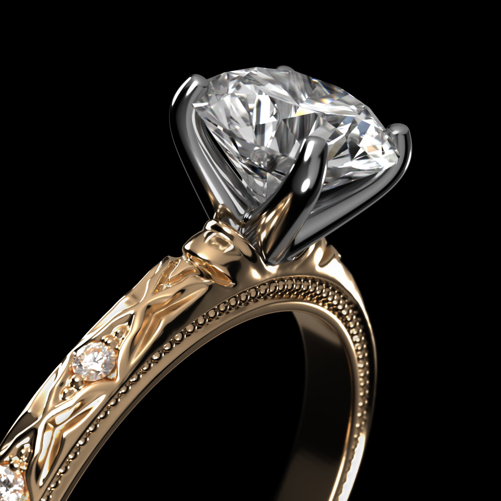 Blossom Vintage-Style Engagement Ring In 14K Yellow Gold