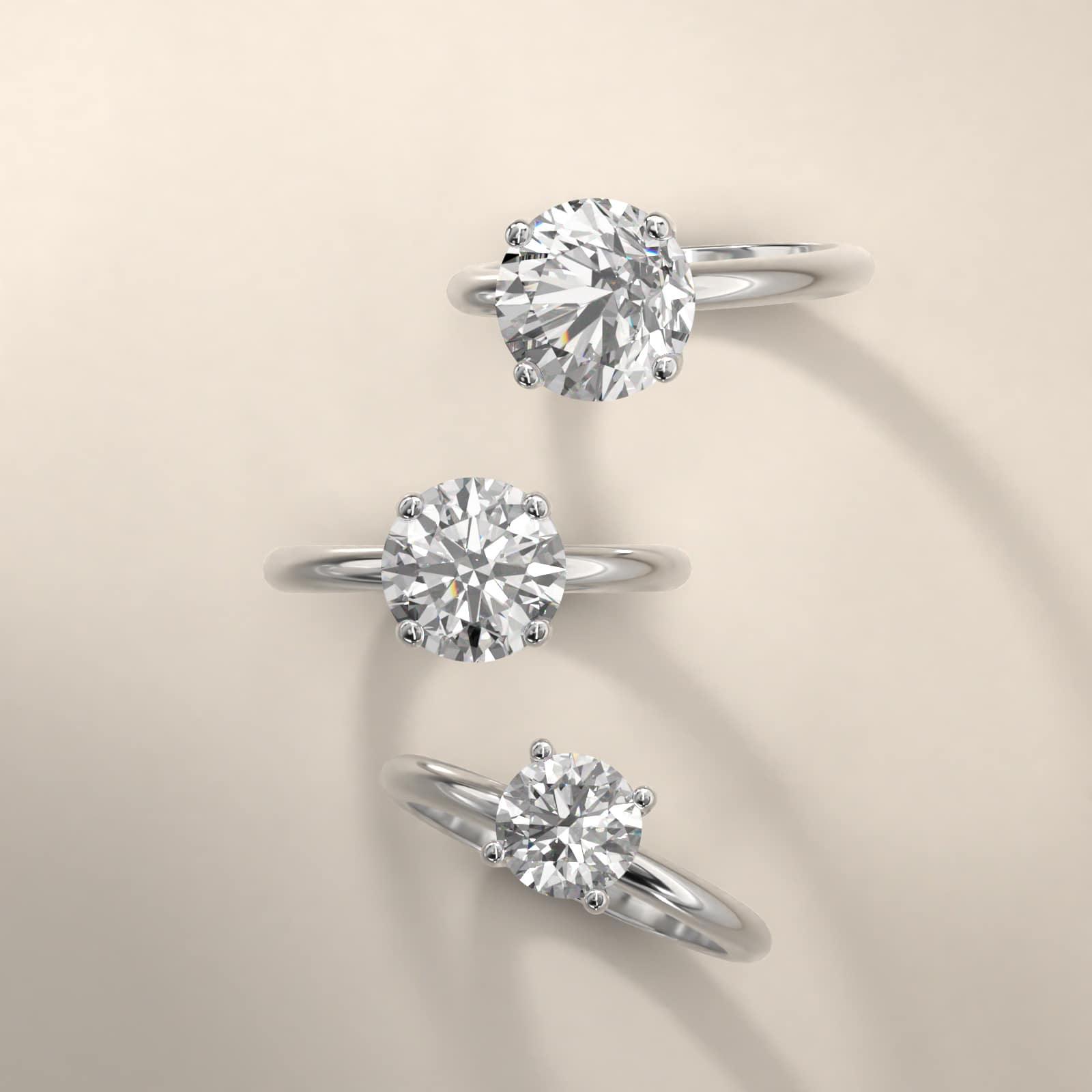 Solitaire Engagement Ring With Pavé Basket In 14K White Gold