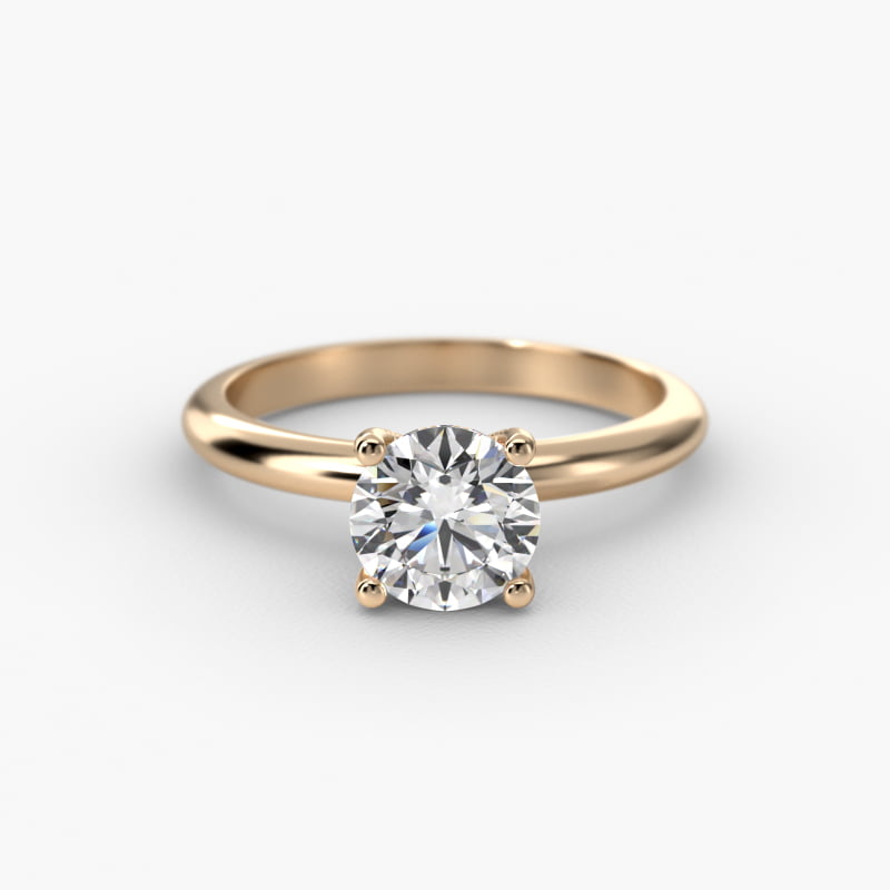 Solitaire Engagement Ring With Pavé Basket In 14K Yellow Gold
