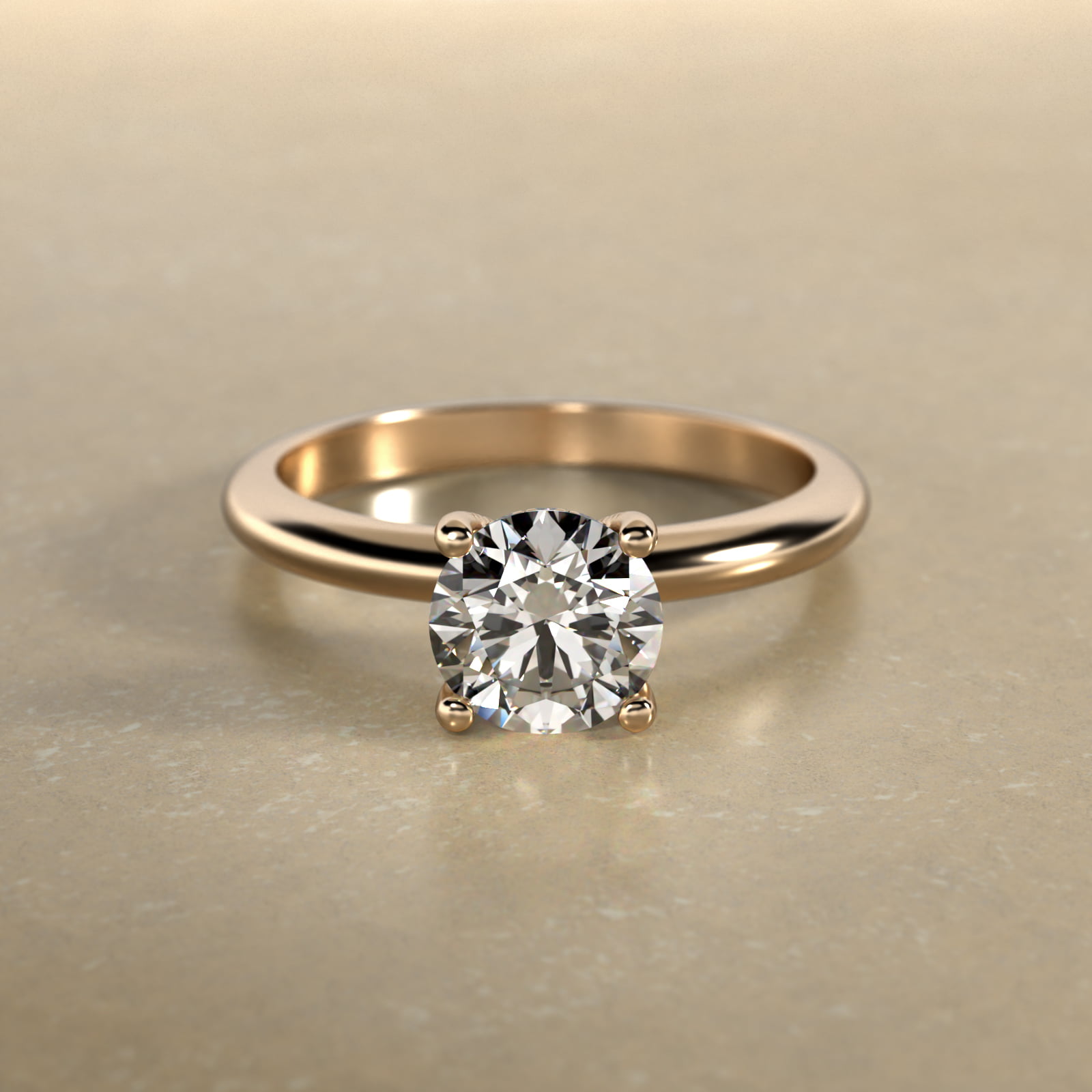 Solitaire Engagement Ring With Pavé Basket In 14K Yellow Gold