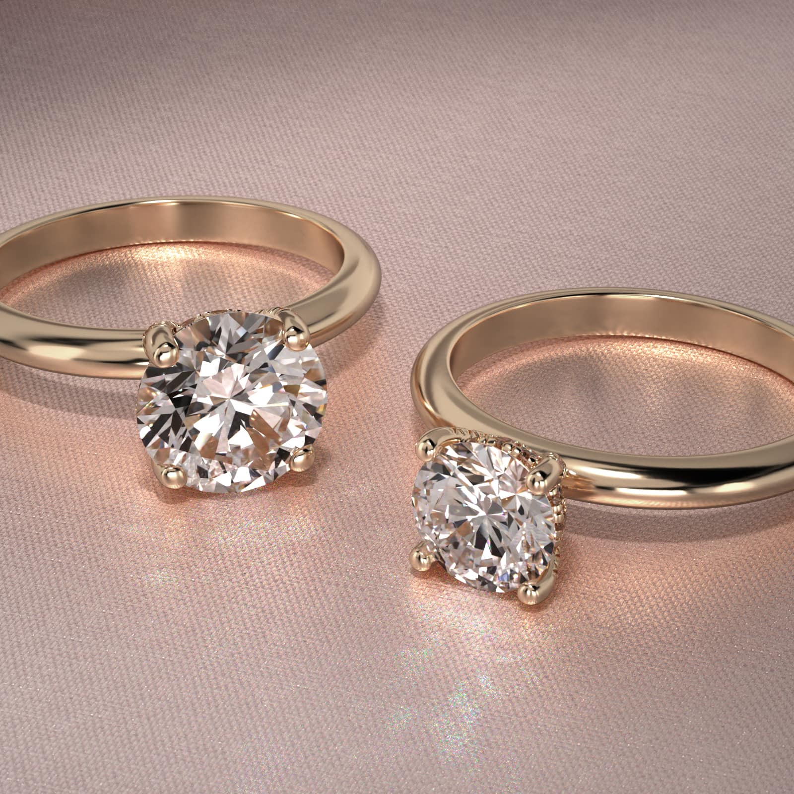 Solitaire Engagement Ring With Pavé Basket In 14K Yellow Gold