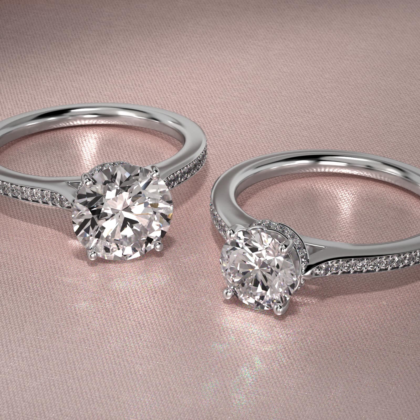 Pavé Adorned Cathedral Diamond Engagement Ring In Platinum