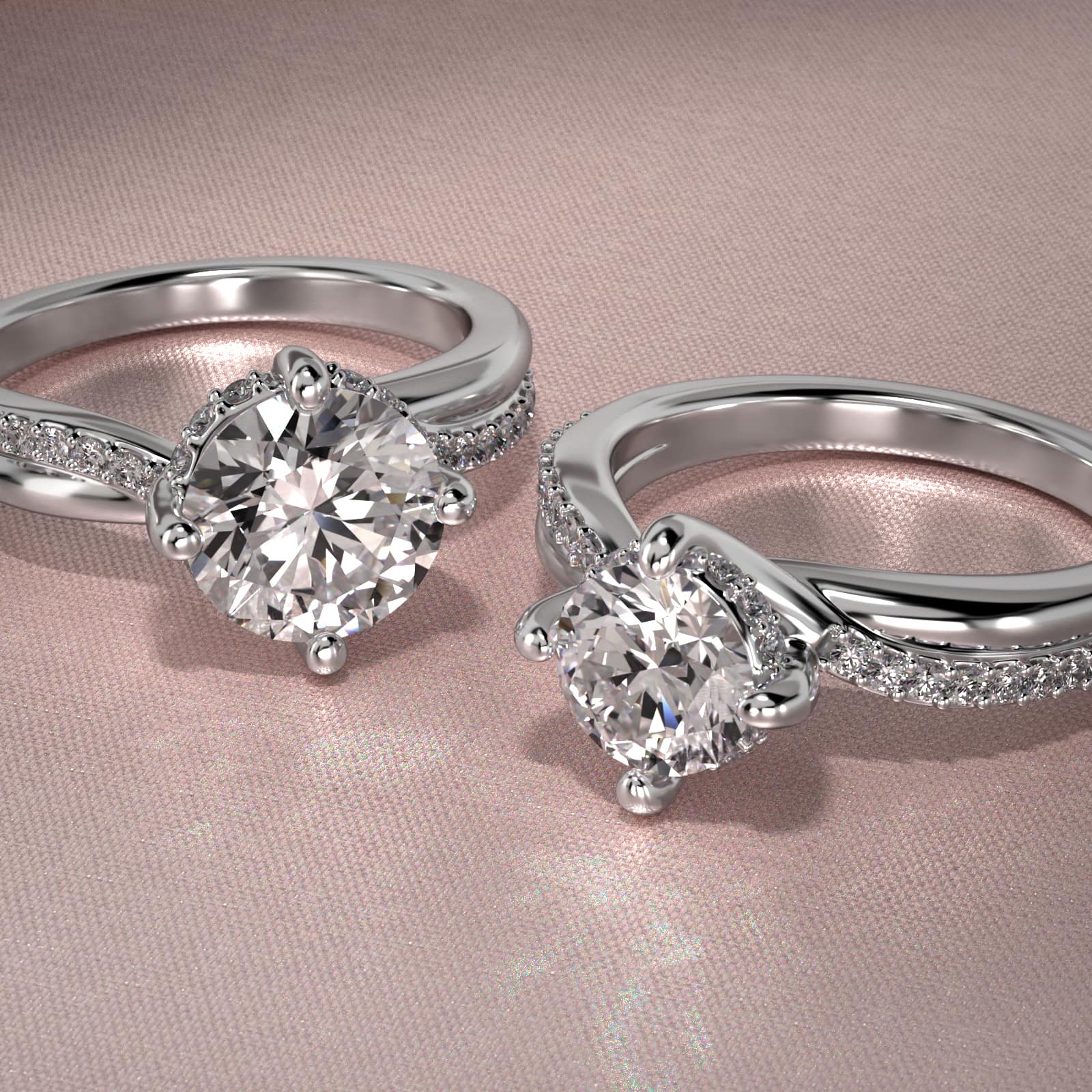 Twisted Pavé Kite-Set Diamond Engagement Ring In Platinum