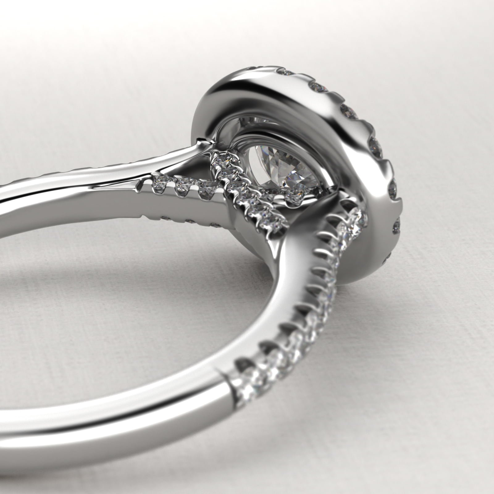 Endearing Love East West Pavé Diamond Halo Engagement Ring In Platinum