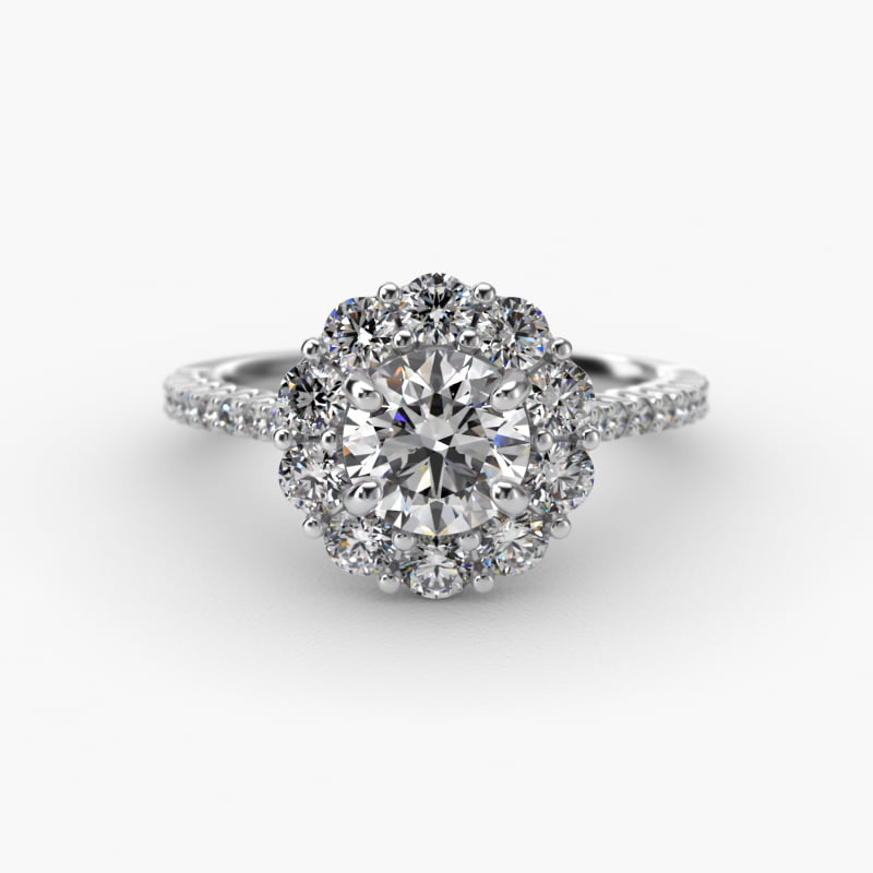 Endearing Love Grande Pavé Diamond Halo Engagement Ring In Platinum