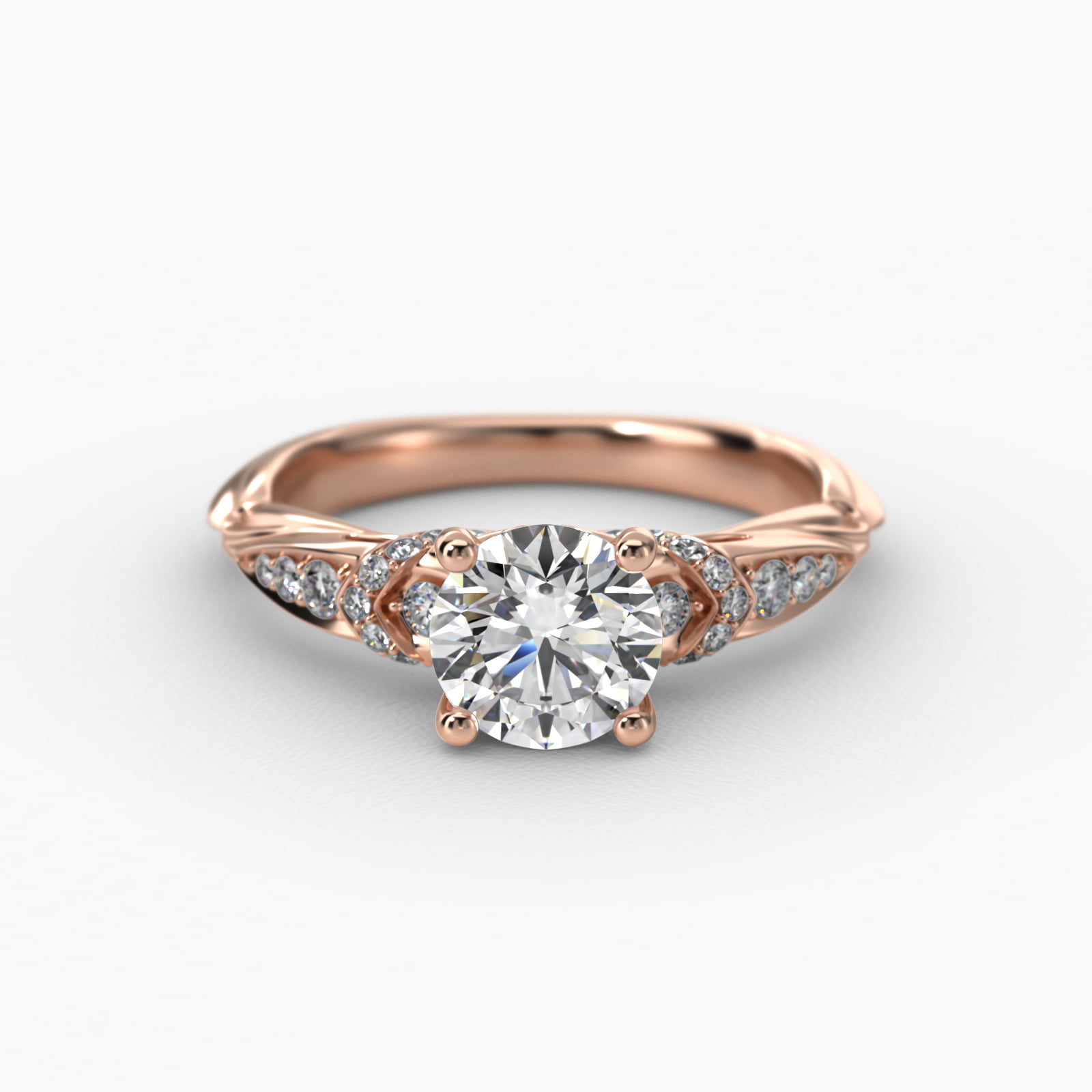 Graduated Pavé Diamond Engagement Ring In 14K Rose Gold